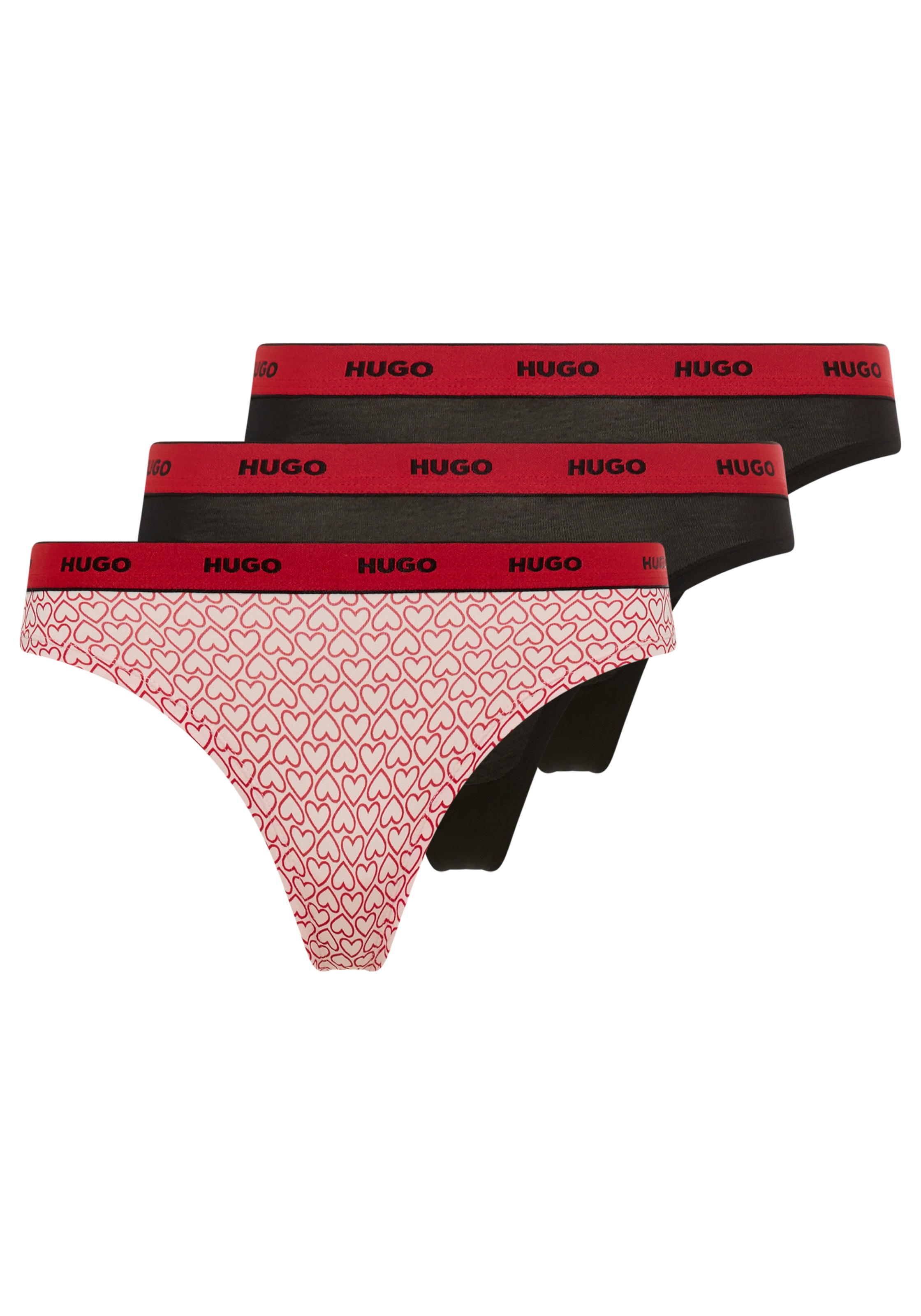 Thumbnail - HUGO Underwear String "TRIPLET THONG DESIGN" 3 Stk. wiederholendes Logo am Bund