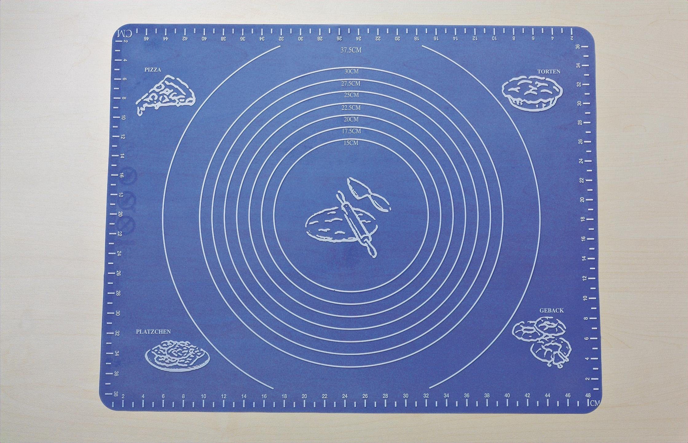 THINK KITCHEN Backmatte, B/L: 40cm x 50cm, blau, Backunterlagen, mit Einteilung