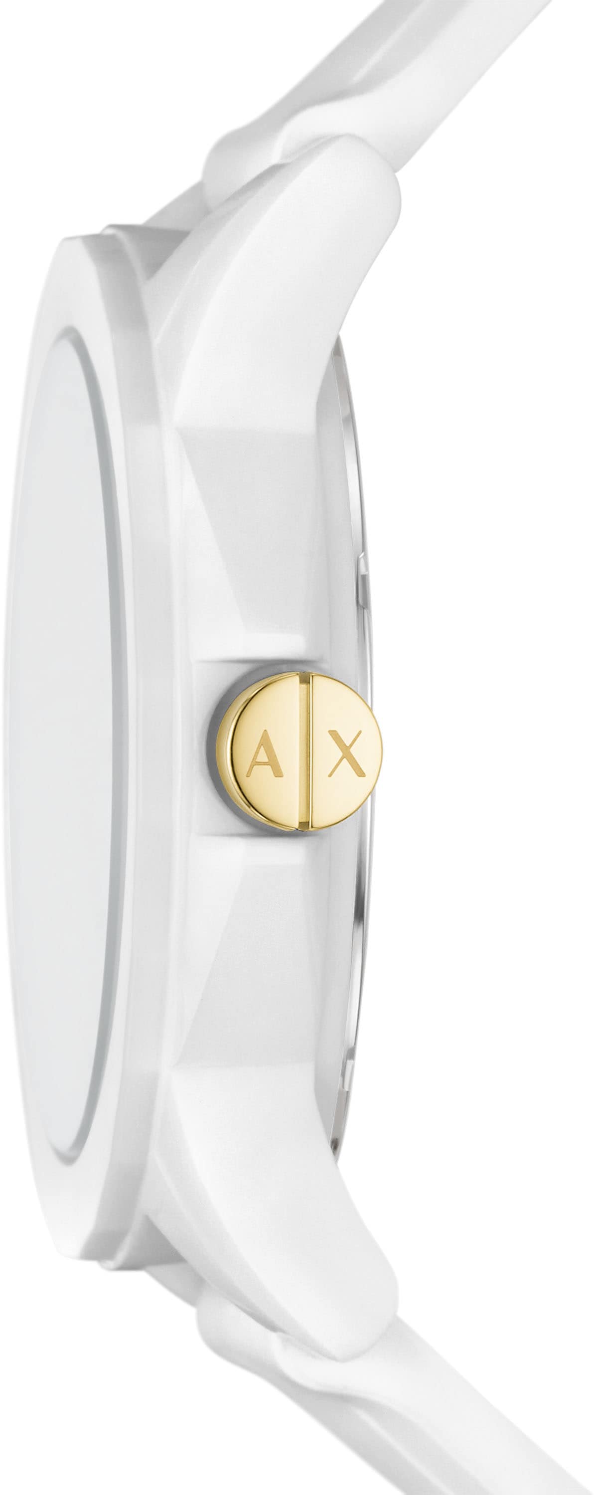 ARMANI EXCHANGE Quarzuhr »AX7126«, (Set, 2 tlg., mit Kofferanhänger), Armbanduhr, Damenuhr, ideal auch als Geschenk