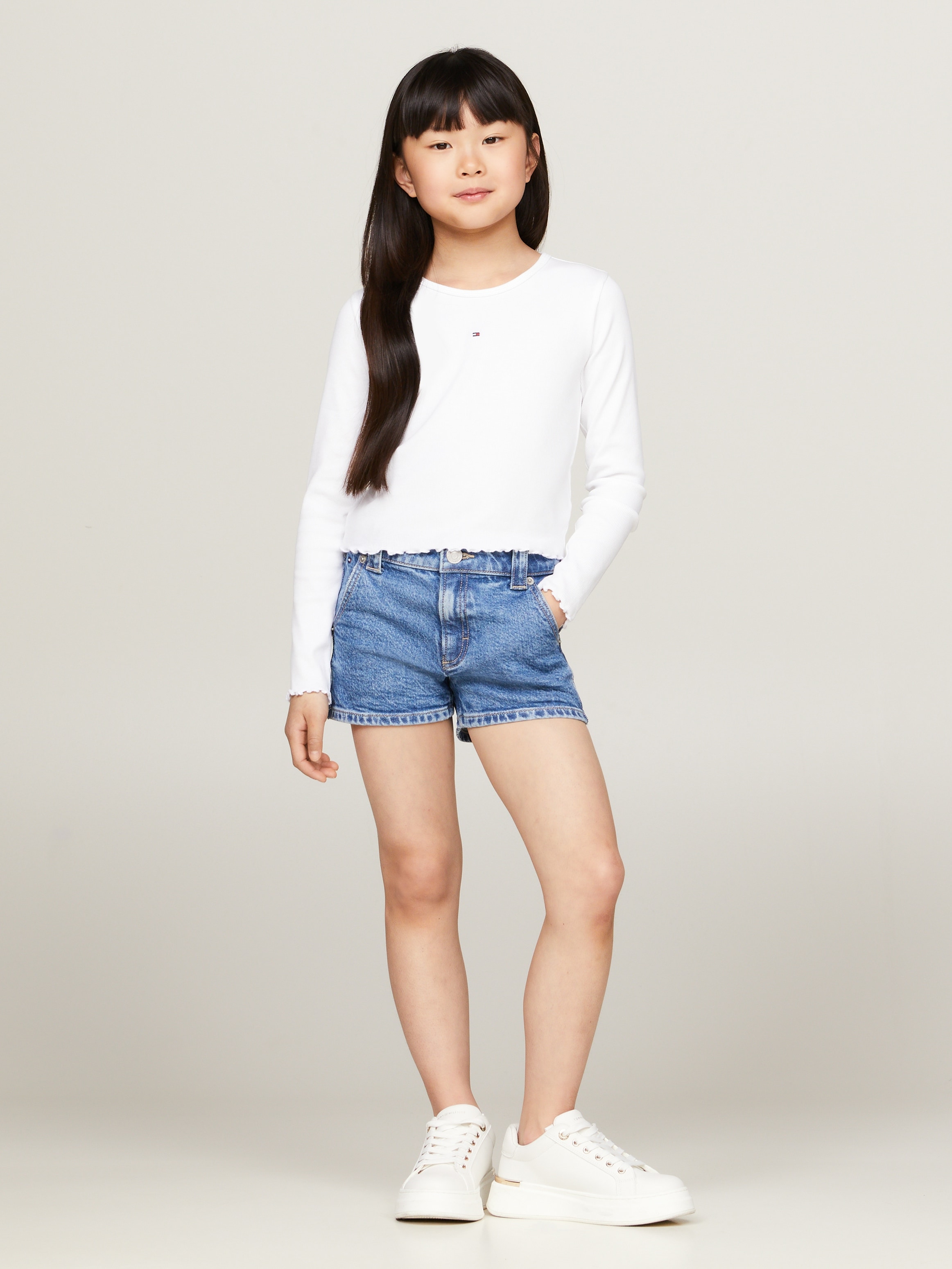 Tommy Hilfiger Langarmshirt »ESSENTIAL RIB TOP L/S« mit Babylock Saum