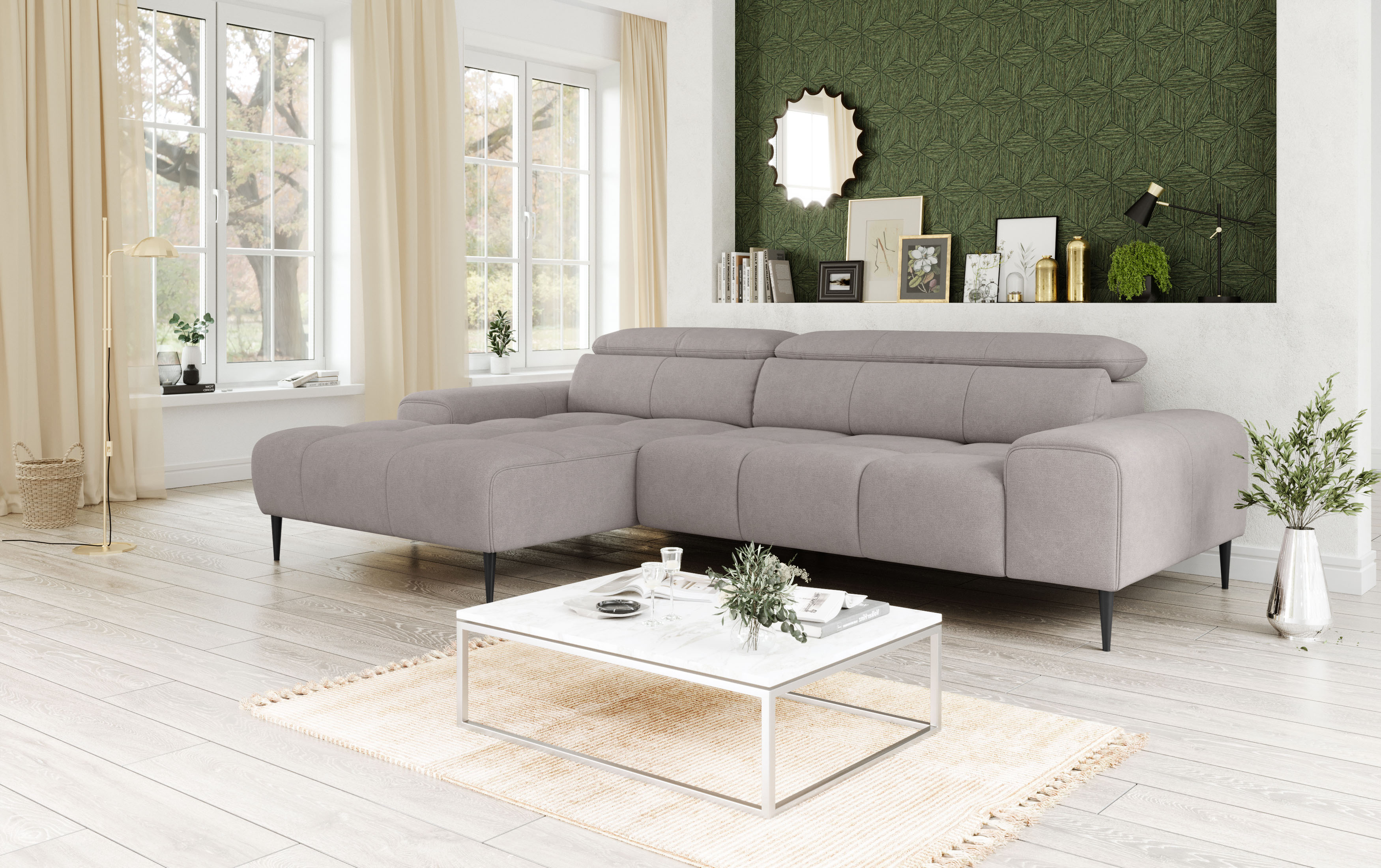 OTTO home Ecksofa "Theo L-Form, B: 290 cm" mit Kopfteilverstellung, optional Sitztiefenverstellung