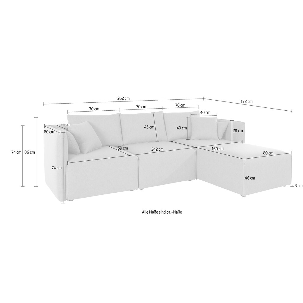 andas Ecksofa »Nöre«, (3 Teile), zusammengesetzt aus Modulen, in vielen Bezugsqualitäten und Farben