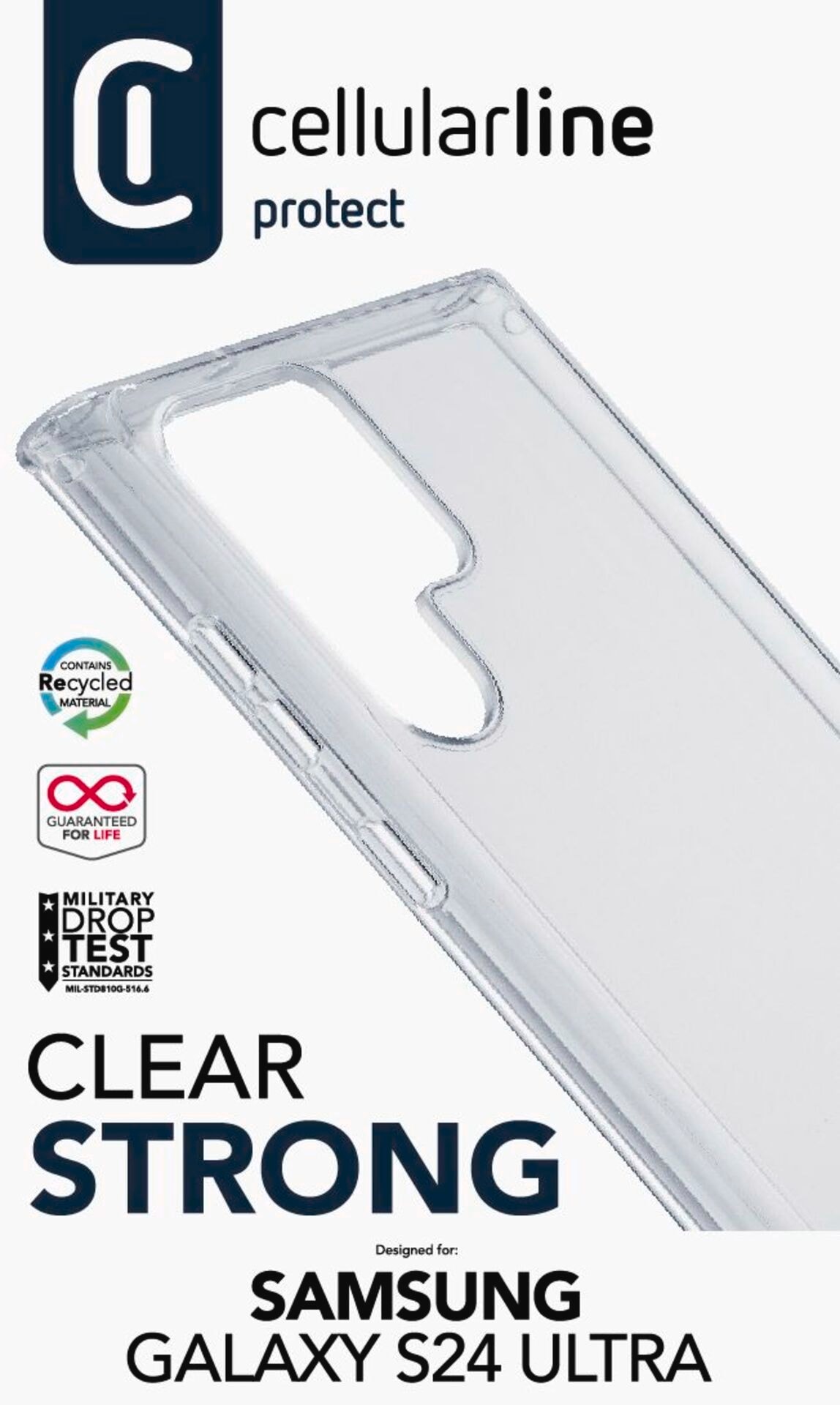 Cellularline Handyhülle »Clear Strong Case für Samsung Galaxy S24 Ultra«, Handycover Backcover Schutzhülle Handyschutzhülle stoßfest kratzfest