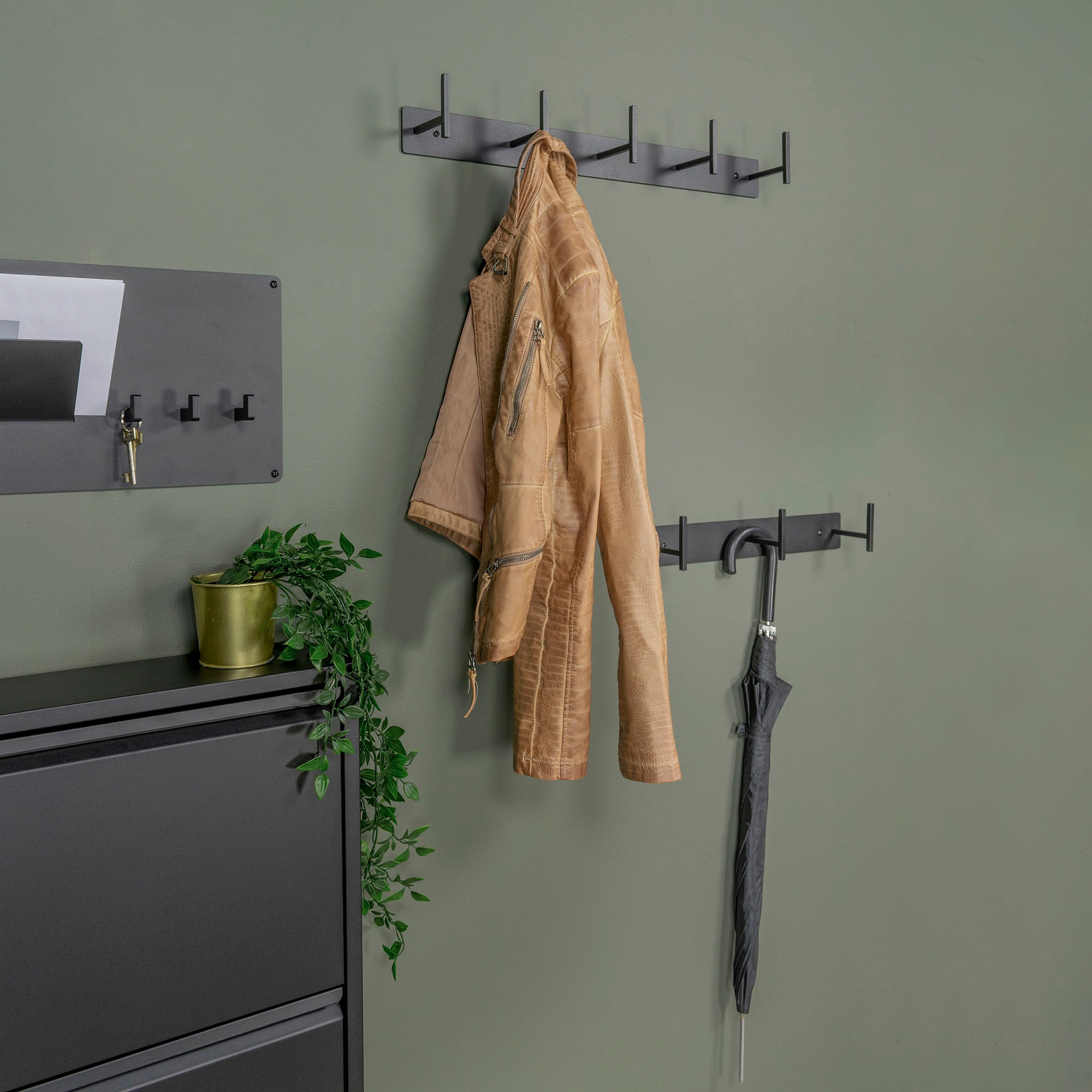 Spinder Design Garderobenhaken "CHAPMAN 5", (1 St.), Wandgarderobe aus Stahl mit 5 Haken