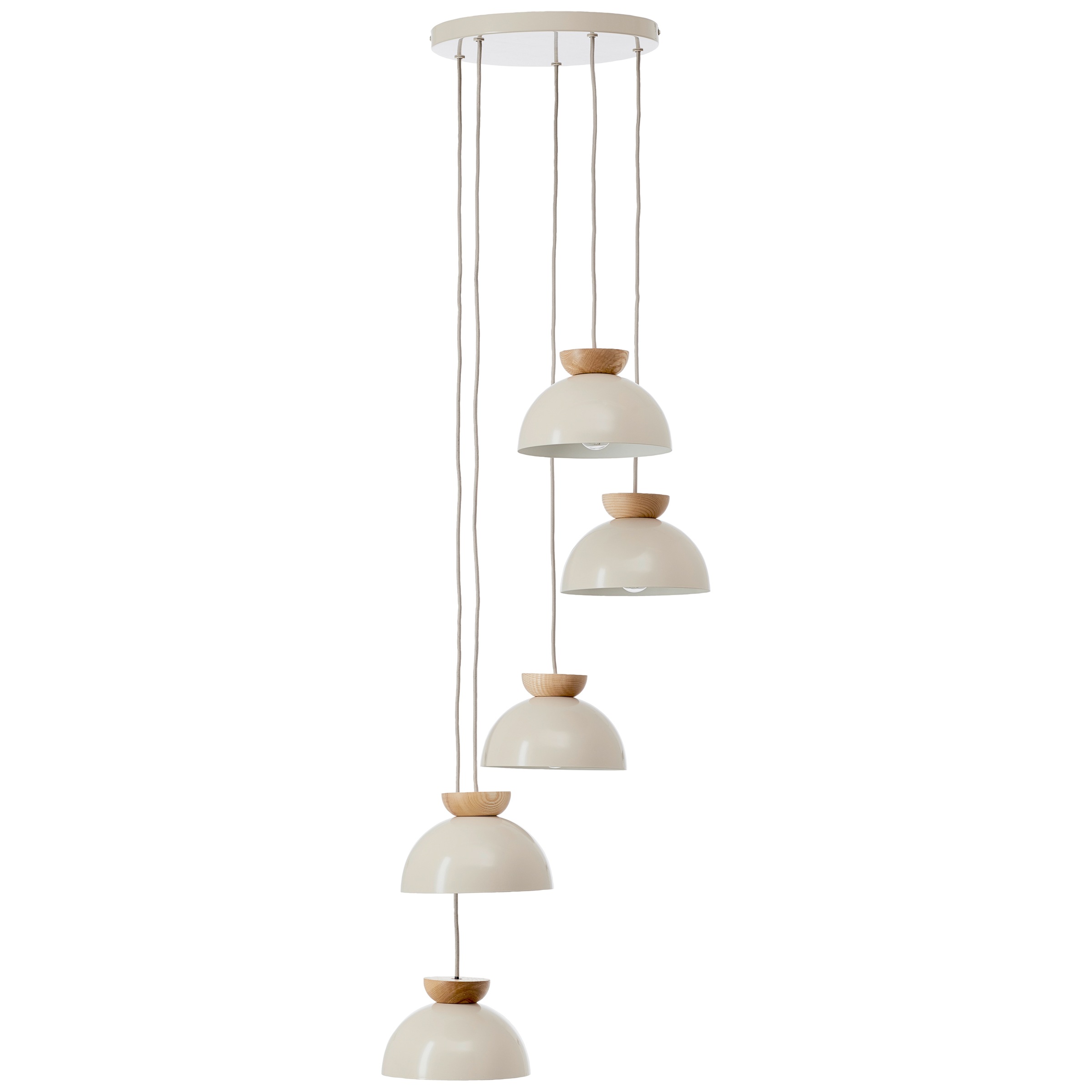 Brilliant Pendelleuchte »Nalam«, 5 flammig, Leuchtmittel E14 | ohne Leuchtmittel, 166 x 45 cm, E14, kürzbar, Metall/Holz, natur/beige