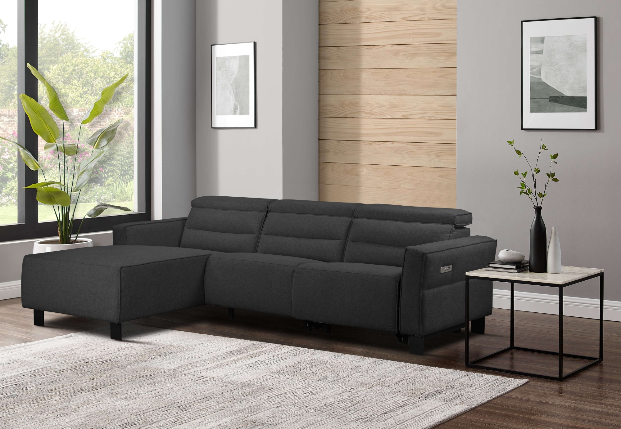 Places of Style Ecksofa »Carpari, L-Form, 263 cm, manuelle o. elektrische Relaxfunktion,«, USB A/C und Kopfteilverstellung