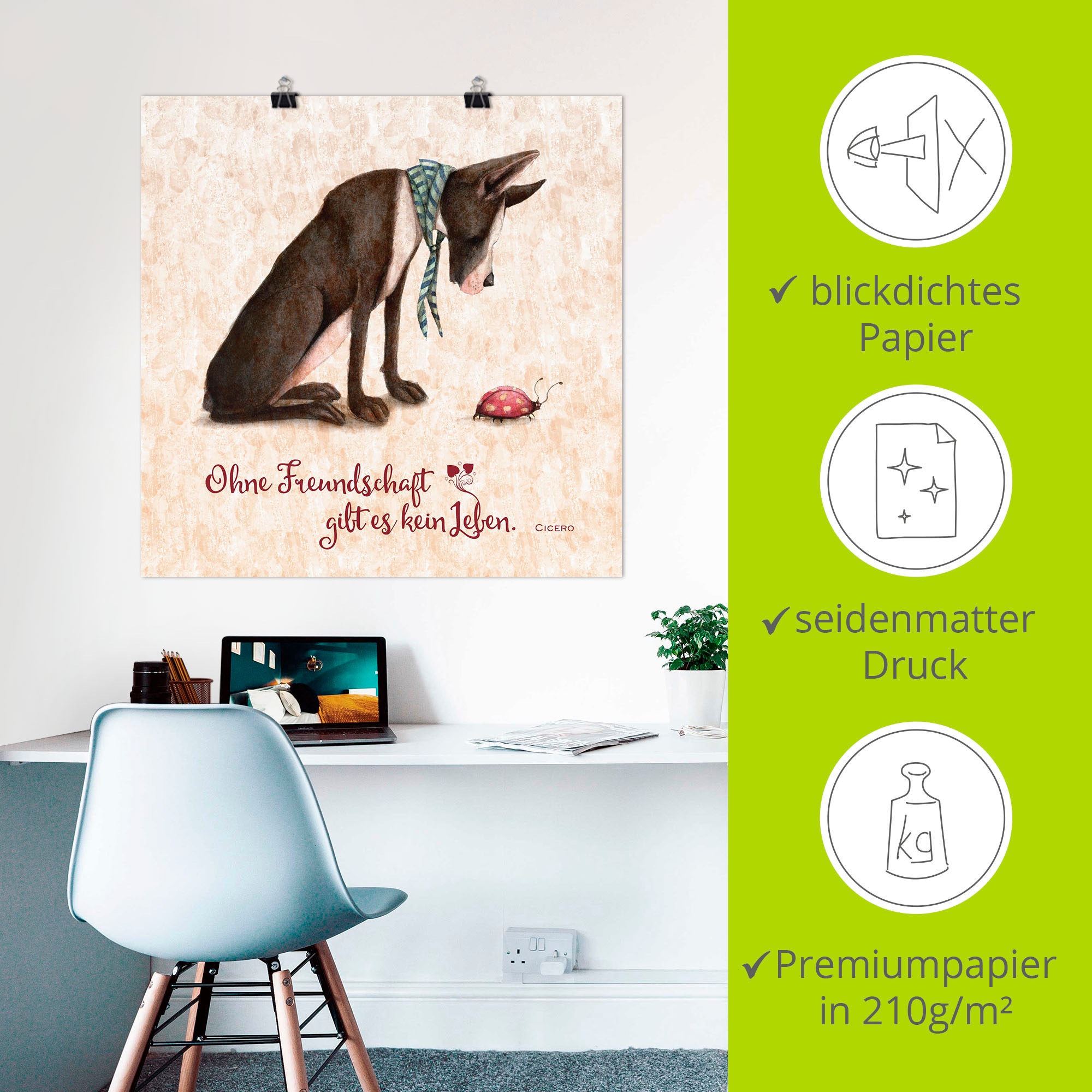 Artland Wandbild »Lebensweisheit Freundschaft«, Tiere, (1 St.), als Alubild, Outdoorbild, Leinwandbild, Poster in verschied. Größen