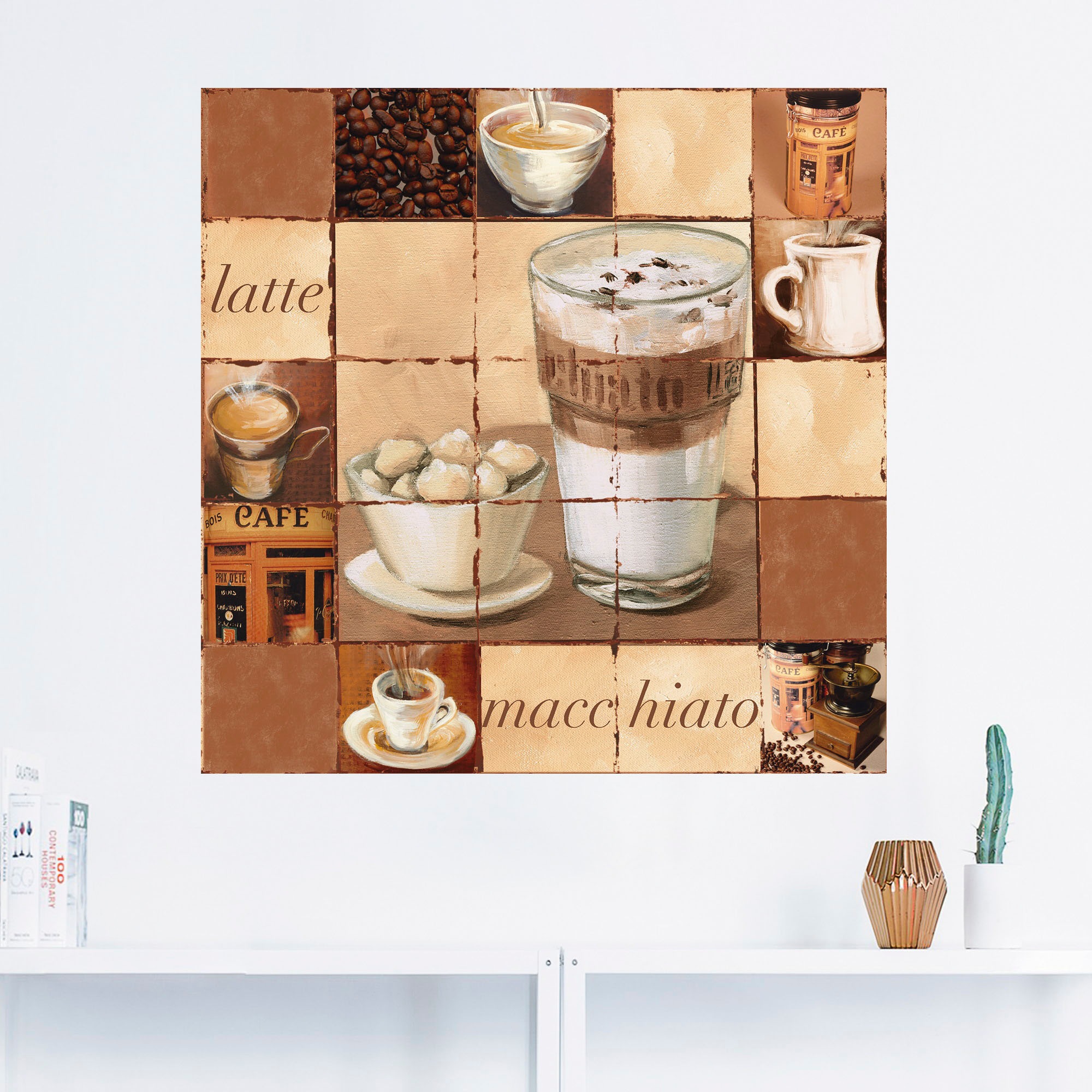 Artland Wandbild »Latte Macchiato Collage«, Getränke, (1 St.), als Alubild, Leinwandbild, Wandaufkleber oder Poster in versch. Größen