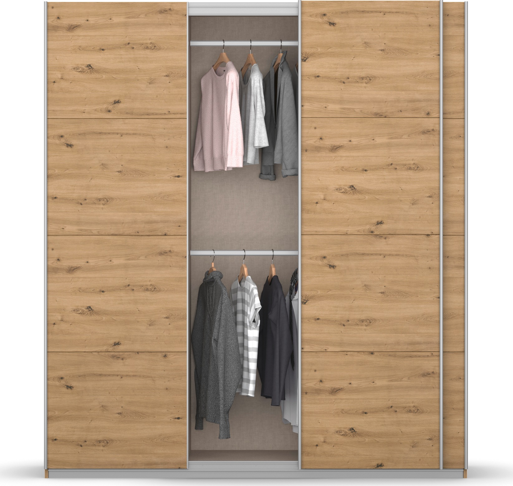 rauch Schwebetürenschrank »Kleiderschrank Schrank Garderobe KOLUNA mit Dekor-Front«, inkl. 2 Innenschubladen sowie extra Einlegeböden MADE IN GERMANY