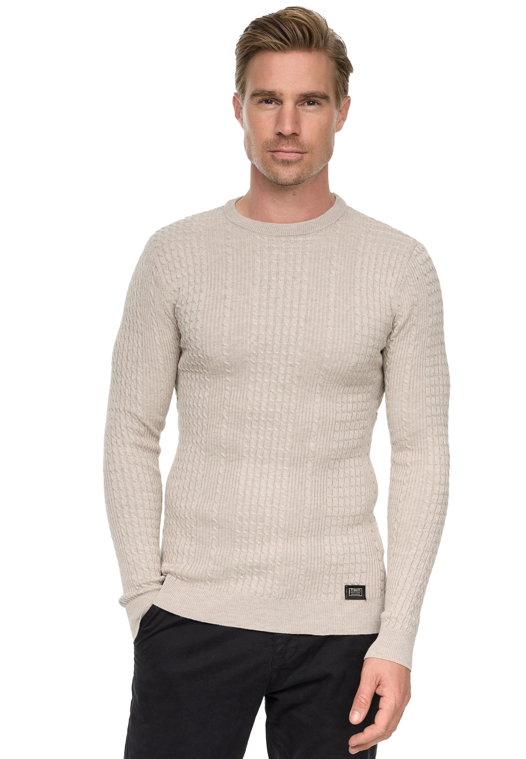 Rusty Neal Strickpullover, mit modernem Strickmuster