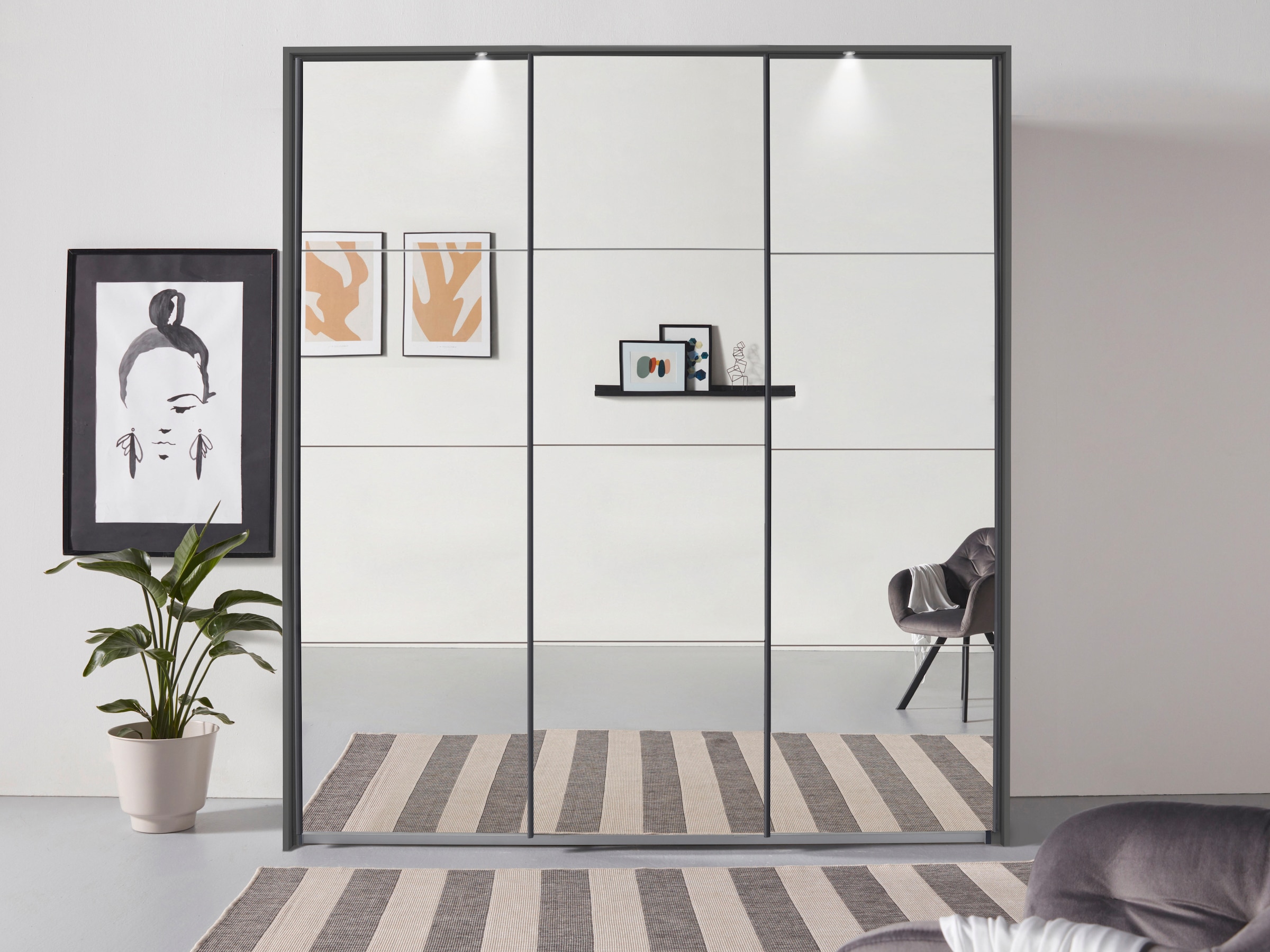 OTTO home "Mehrzweckschrank Aktenschrank Möbel Mietswohnung Schlafzimmer OTELI" Breiten 211/278/323/368 cm Höhen 214/233 cm, inkl. Passepartout optional mit Beleuchtung MADE IN GERMANY