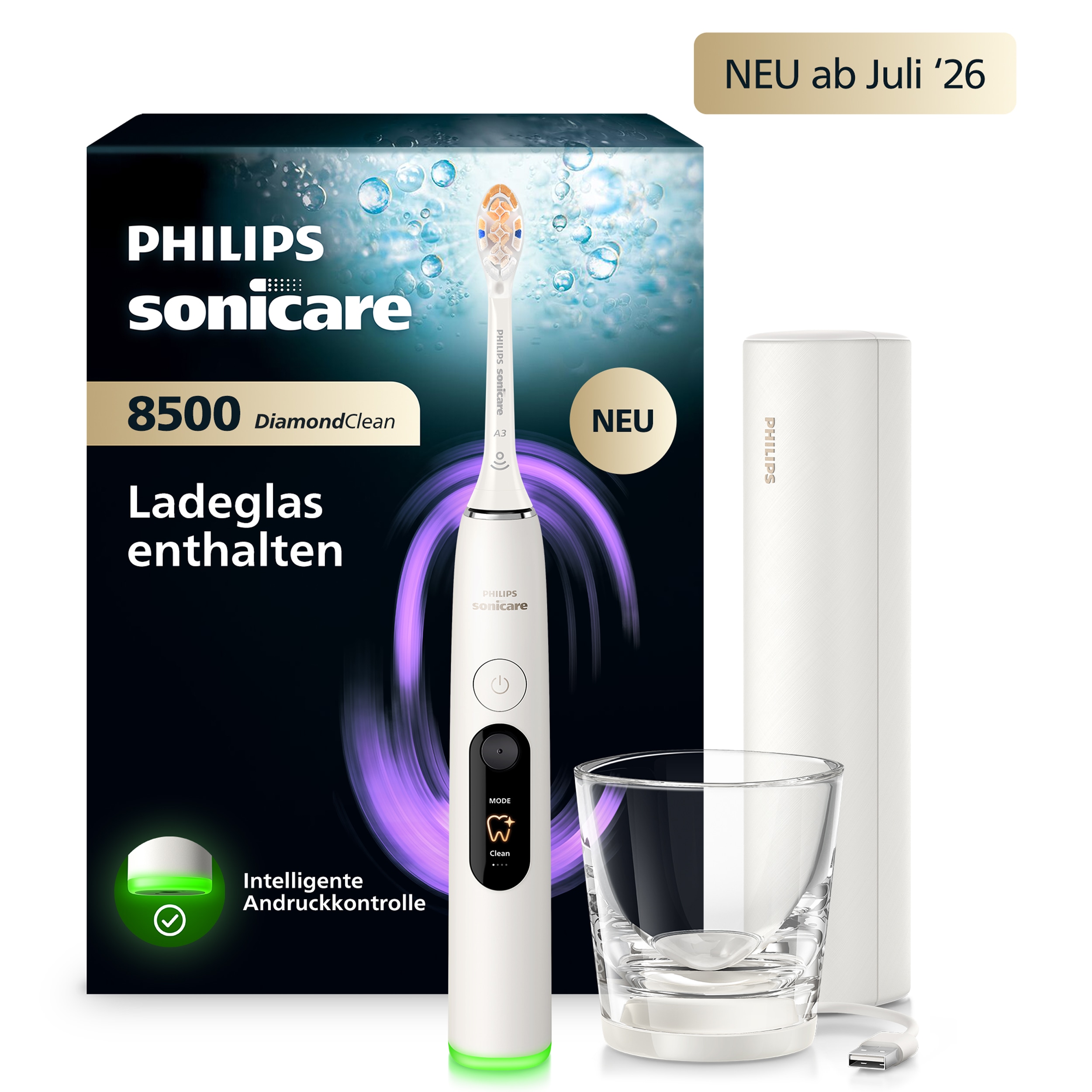 Philips Sonicare Elektrische Zahnbürste "DiamondClean 8500 HX8513/11" 1 Stk. Aufsteckbürsten