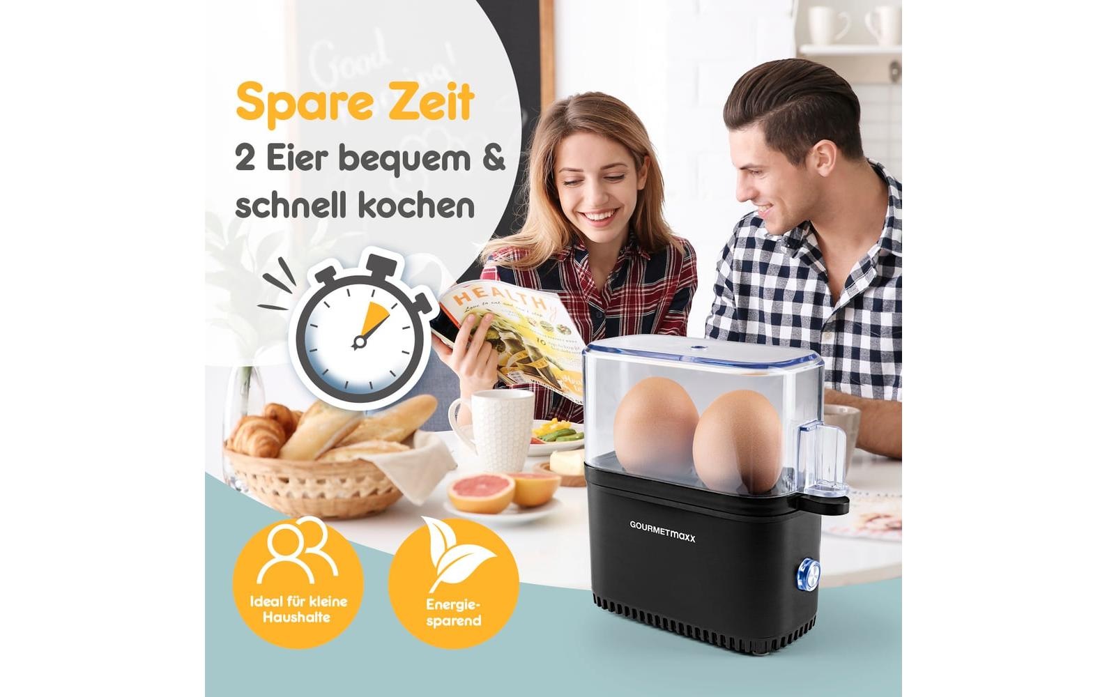 GOURMETmaxx Eierkocher »Kompakt 2.0 250 W« für 2 Stk. Eier 250 W Kompakter Design-Eierkocher für zwei Frühstückseier