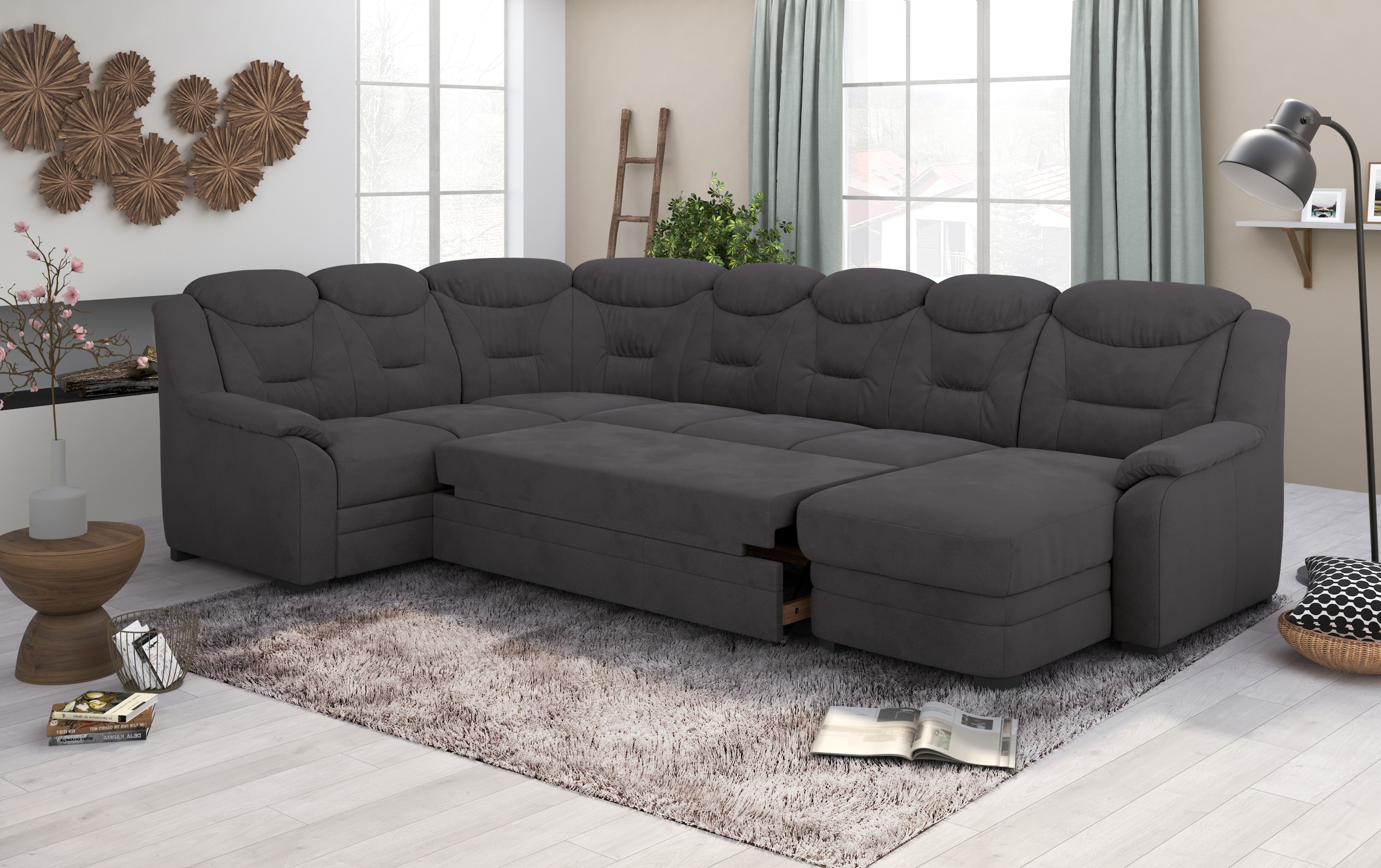 COTTA Wohnlandschaft »Marcus U-Form«, Bequeme Wohnlandschaft in klassischem Design mit hoher Rückenlehne