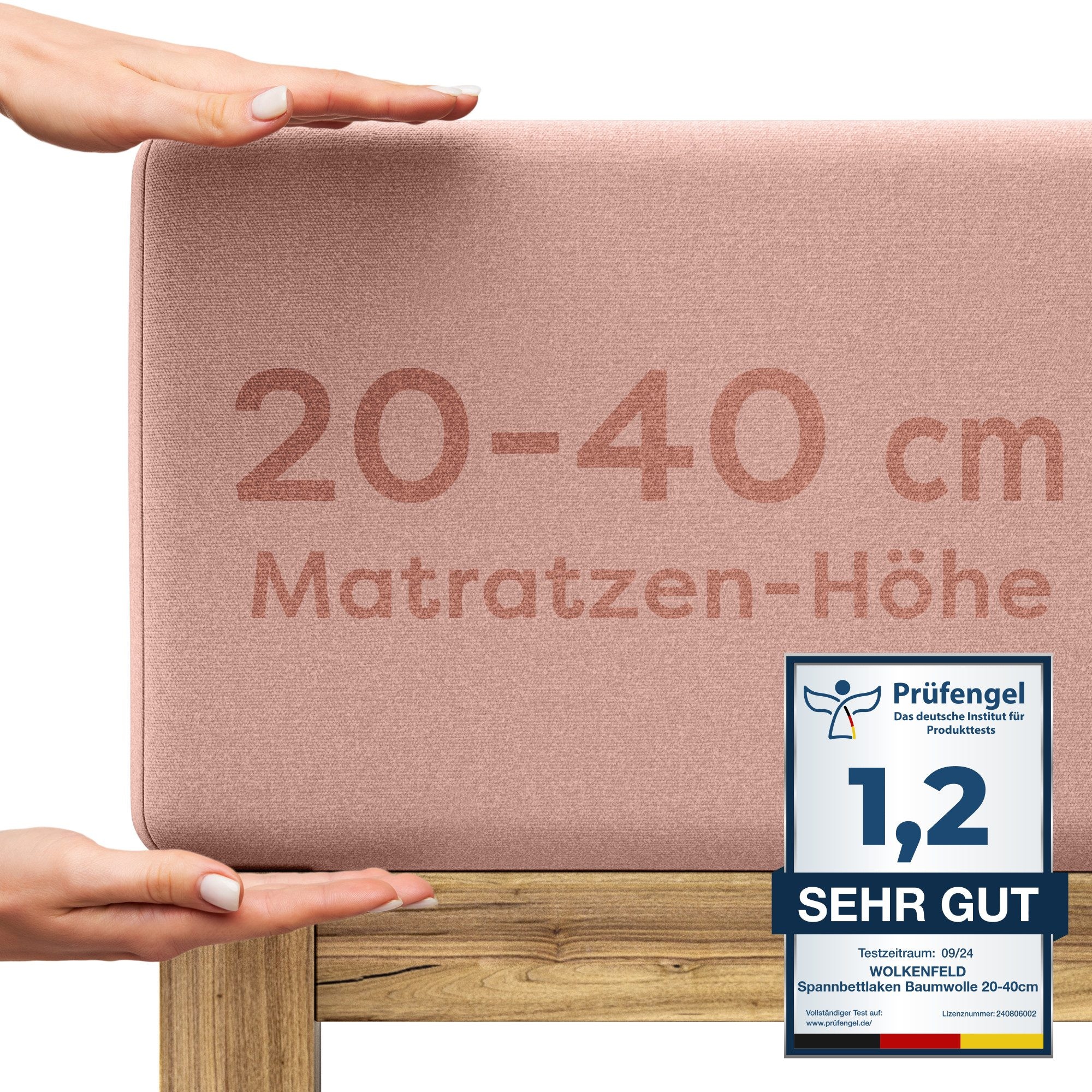 Spannbettlaken WOLKENFELDrosa, Jersey, Obermaterial: 95% Baumwolle, 5% Elasthan (LYCRA), Bettlaken, "Boxspringbett Bettlaken - Spannbetttuch für