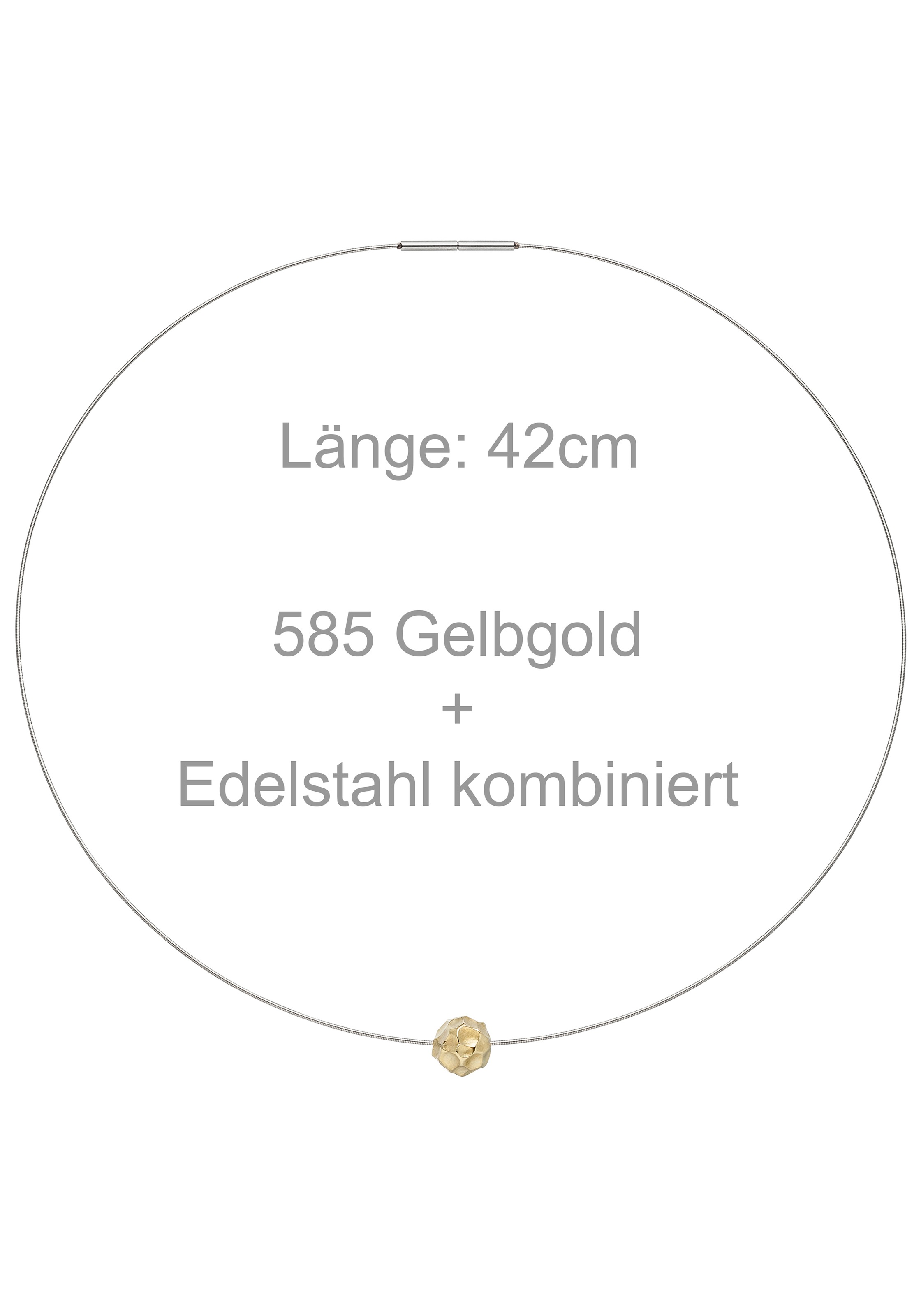 JOBO Collier »Kette Halsreif« Edelstahl mit 585 Gold kombiniert 42 cm