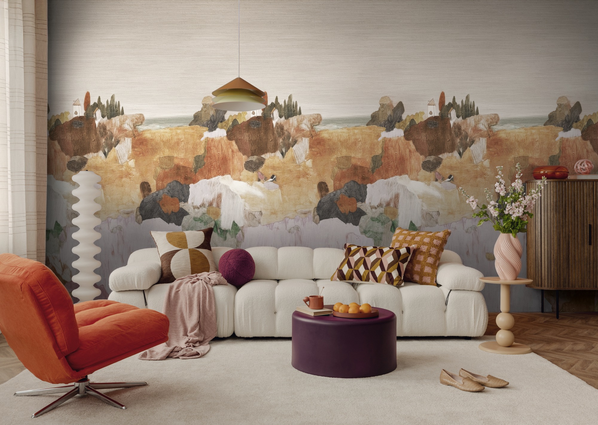 living walls Fototapete »The Wall 4 Eyecatcher – Abstrakte Grafiklandschaft Vlies-Fototapete« Motiv | matt | naturalistisch leicht strukturiert Abstrakte Grafiklandschaft mit fließender Tiefenwirkung