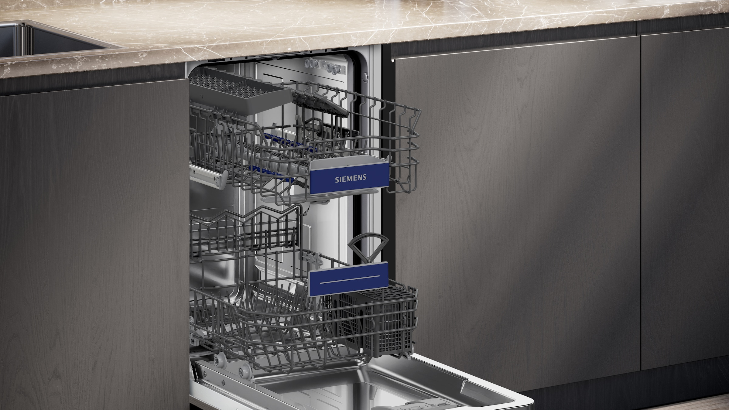SIEMENS vollintegrierbarer Geschirrspüler iQ300 »SR93EX25LE« 10 tlg. Maßgedecke