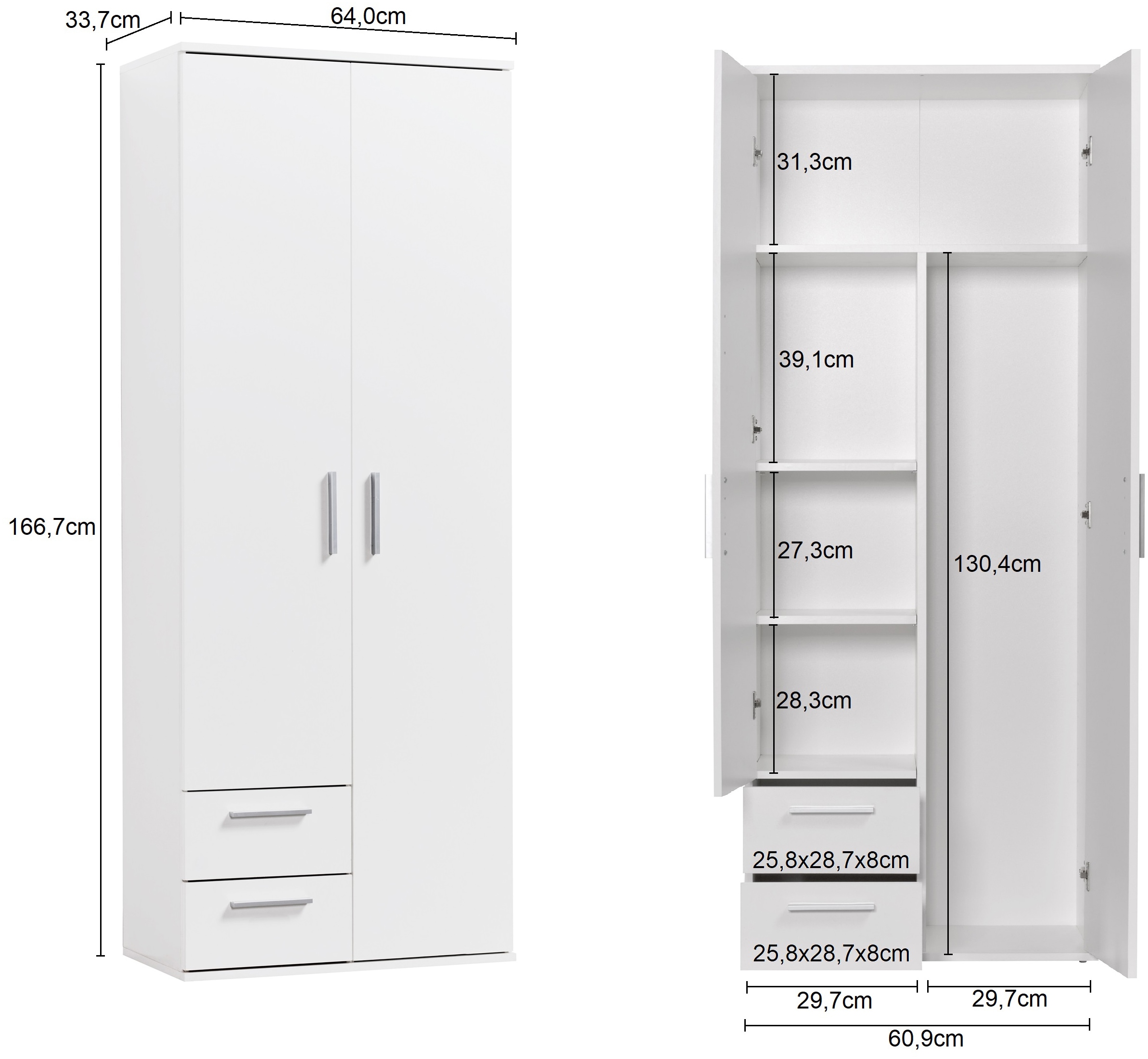 Procontour Mehrzweckschrank »Schrank Clara TOPSELLER!«, (OTTOs Choice), Höhe 167cm mit variabel verstellbaren Einlegeböden