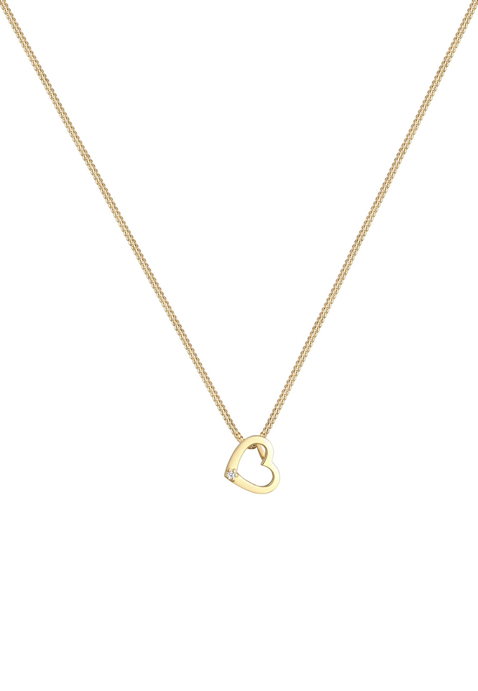 Elli DIAMONDS Collierkettchen »Herz Liebe Diamant (0.015 ct.) Love 585 Gelbgold«