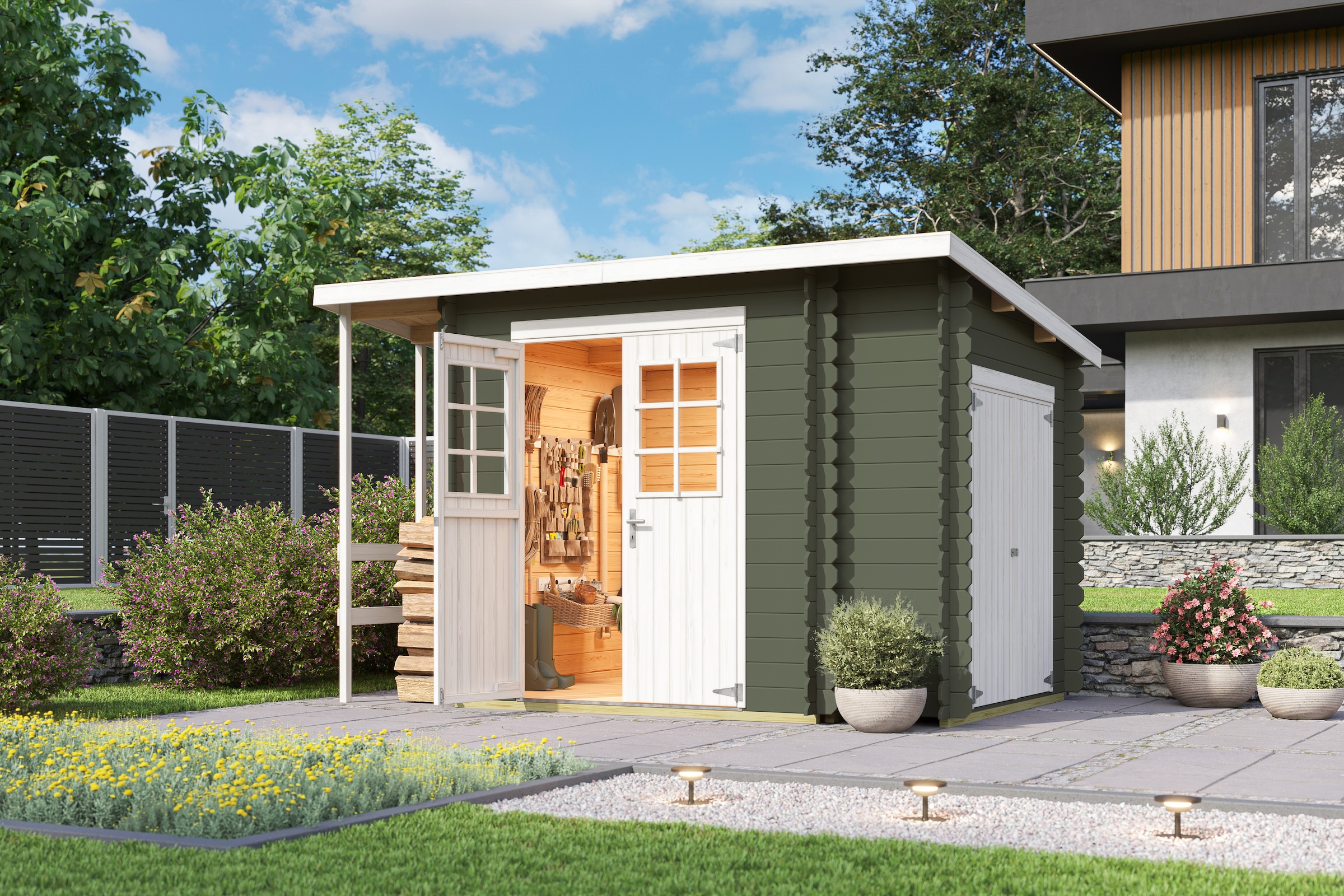 Nordic Holz Gartenhaus "Vilano 3", mit 3 getrennten Bereiche günstig online kaufen