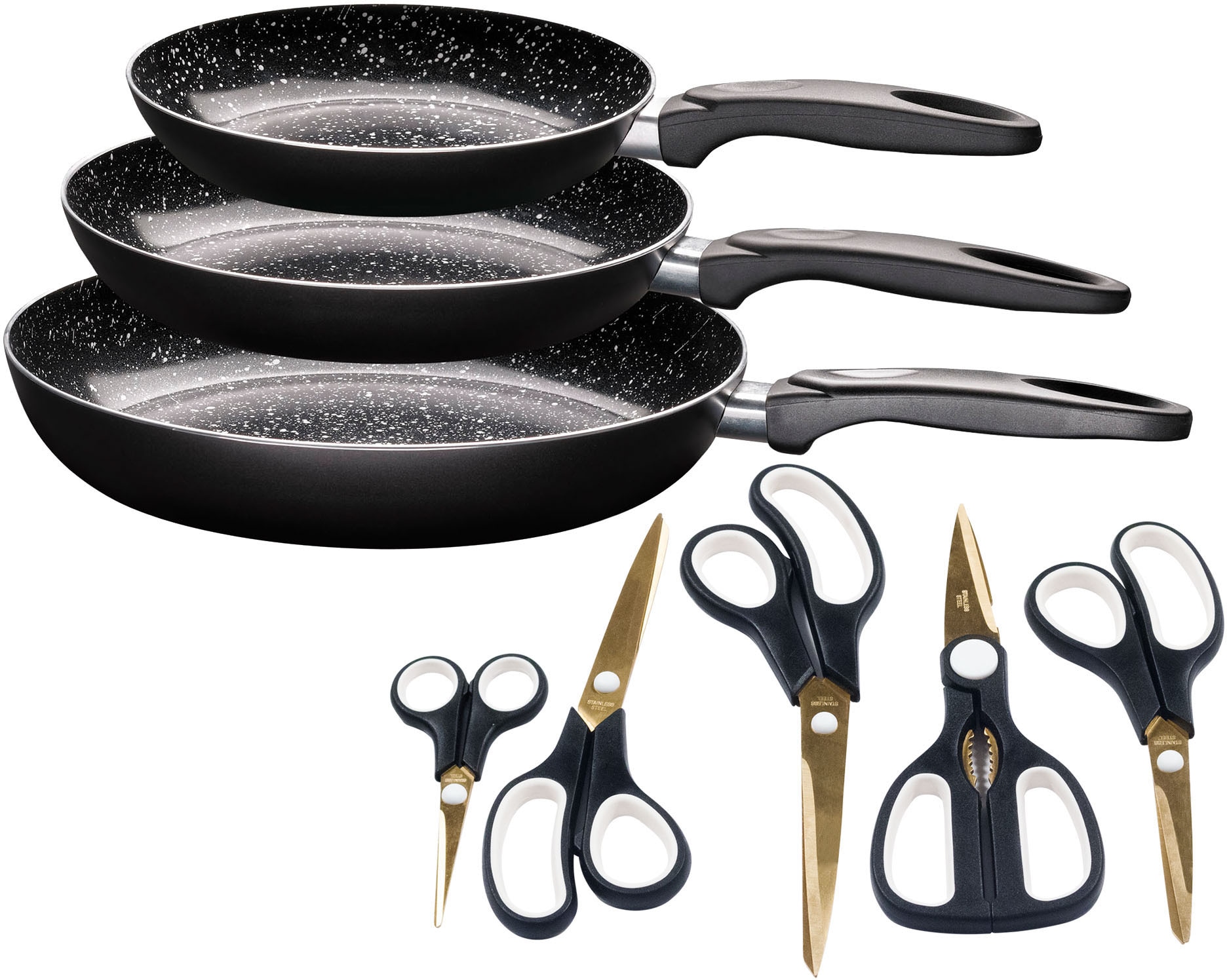 KING Pfannen-Set »Küchenstart«, Aluminium, (Set, BAUR tlg., Pfannen), 20, 8 Scheren, Induktion, 24, | kaufen 28 Ø Keramikbeschichtung 5 3 cm