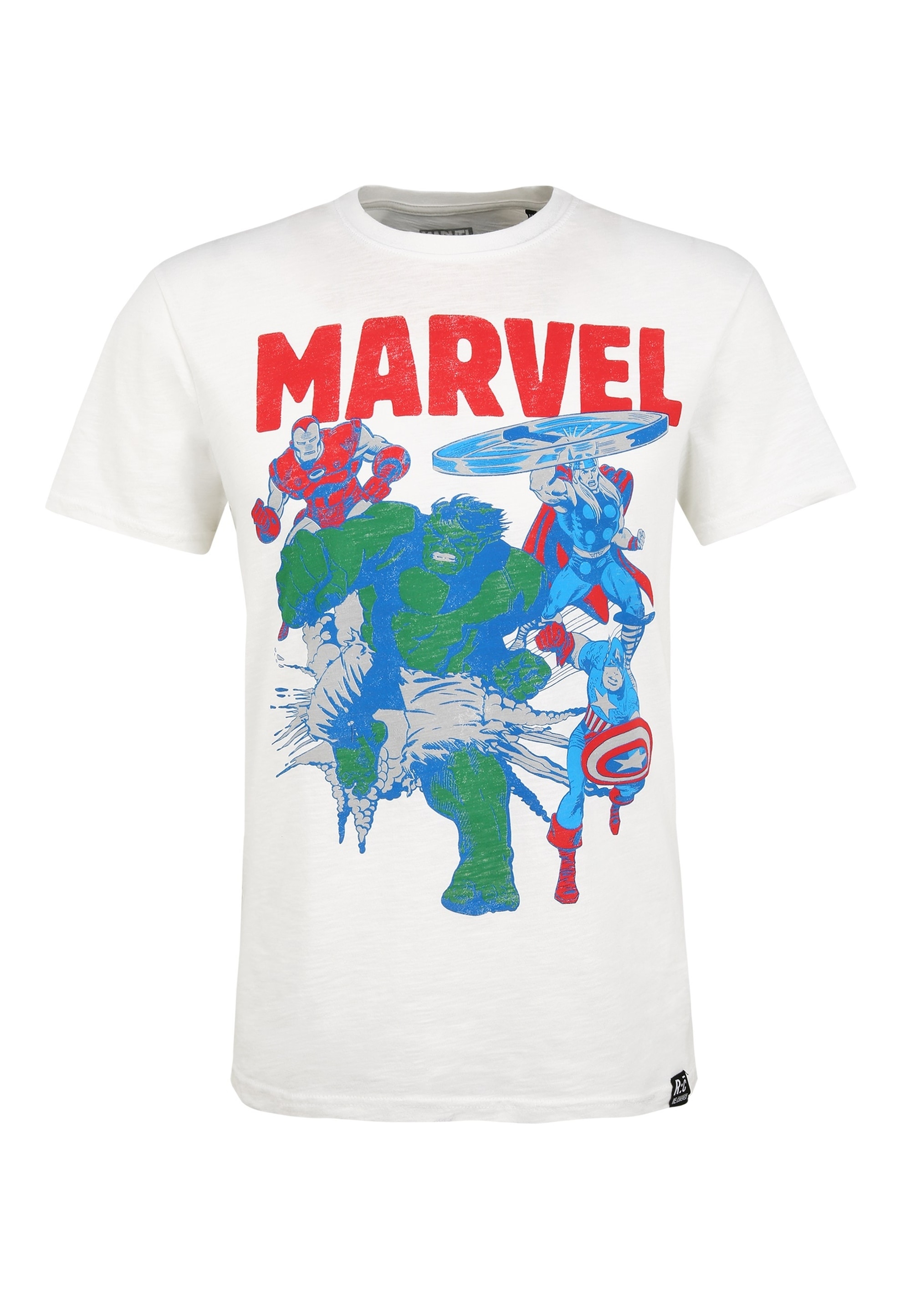 Recovered T-Shirt "Iron Man, Thor, Captain America & The Hulk White", mit c günstig online kaufen