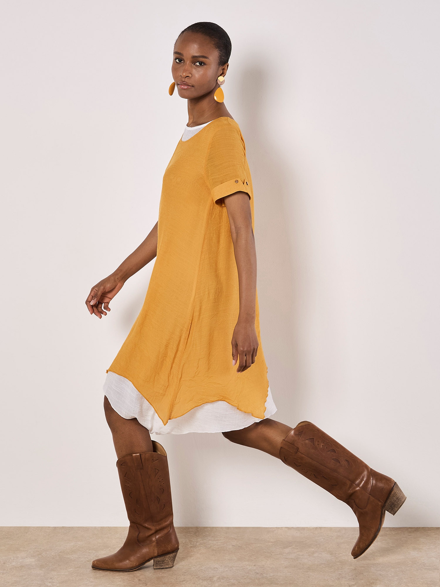 Apricot Partykleid »Minikleid« 1 tlg. mit Umgeschlagärmeln