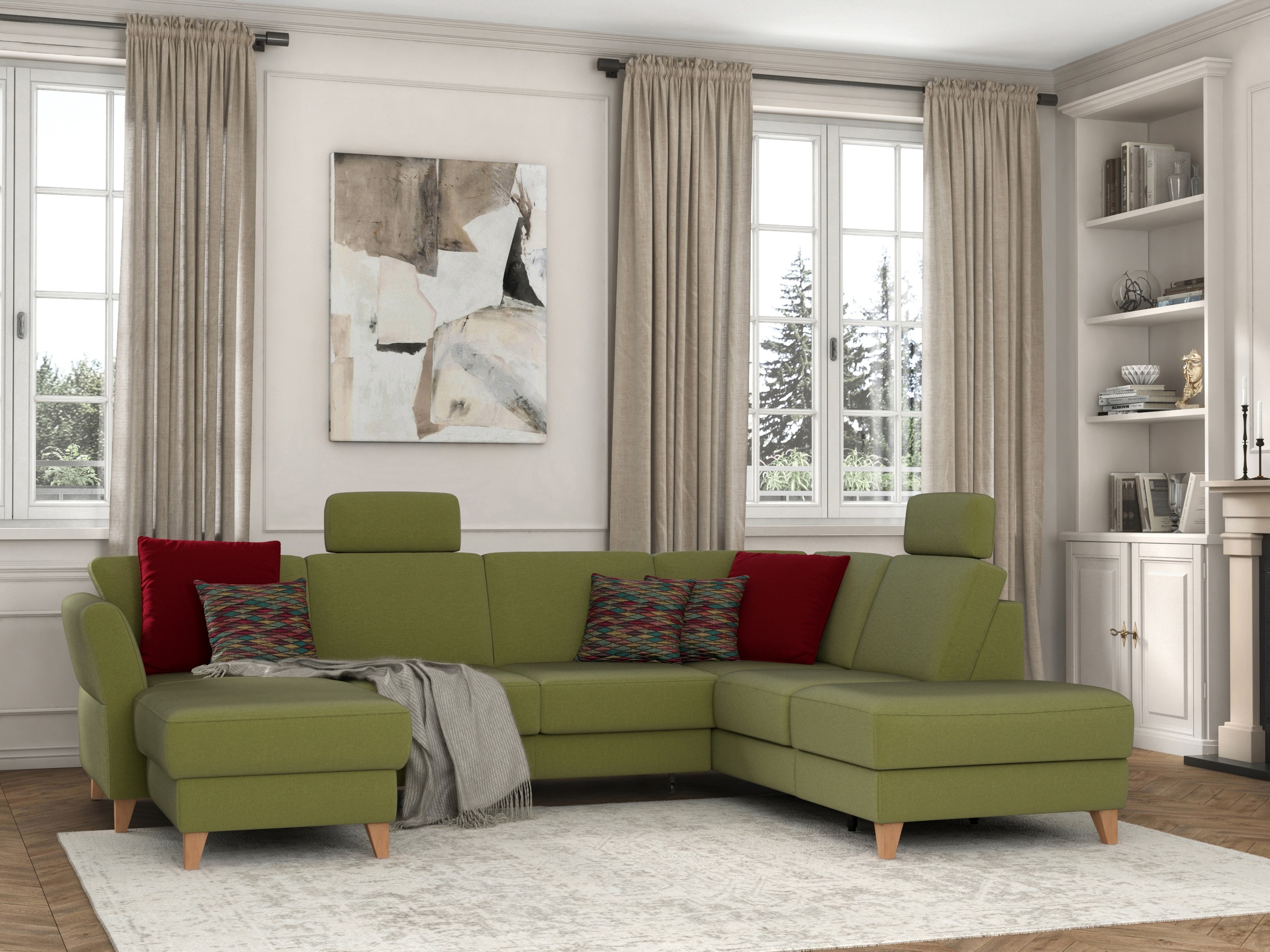 sit&more Wohnlandschaft »Visby U-Form«, wahlweise mit Bettfunktion und Stauraum, frei im Raum stellbar