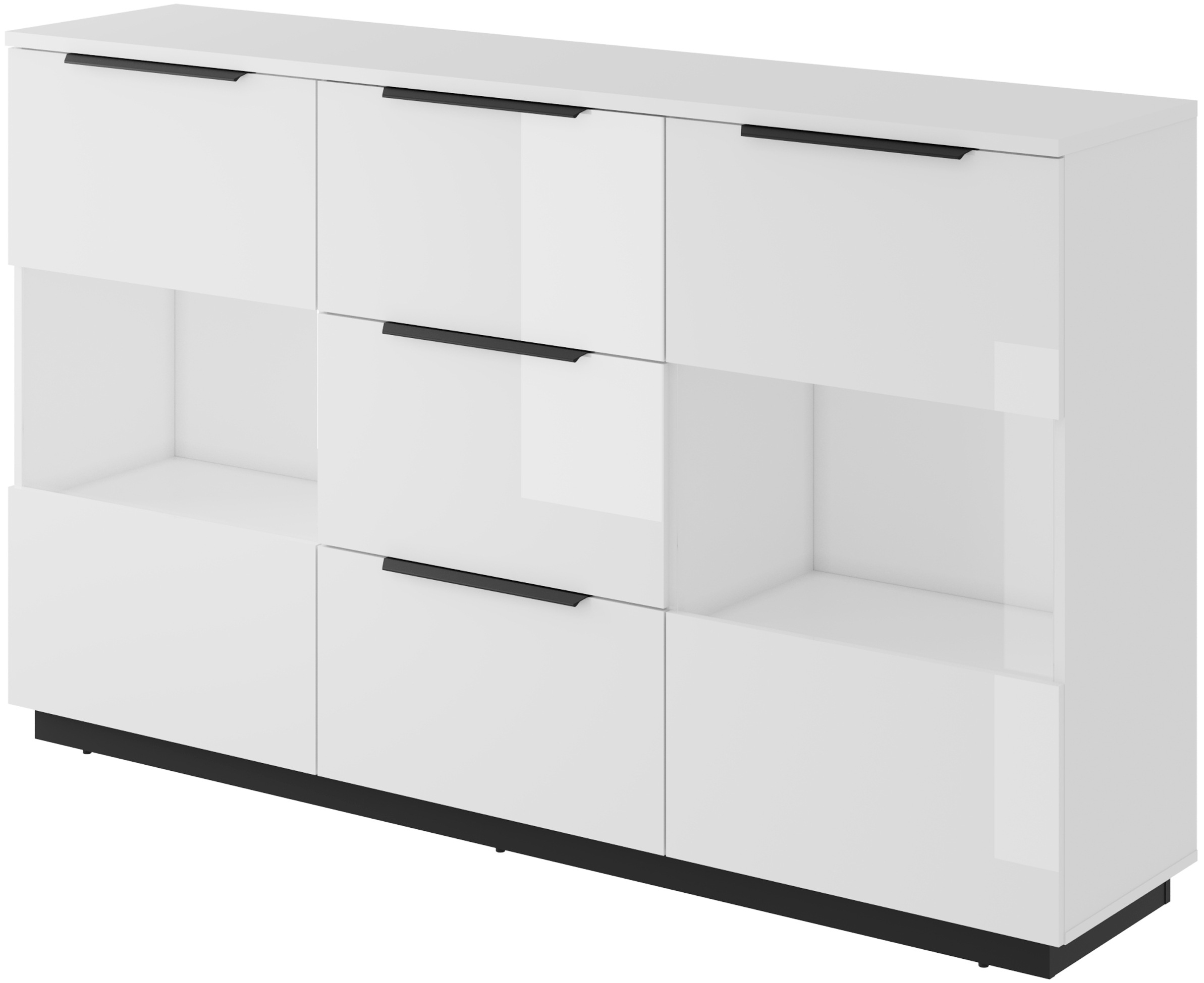Home affaire Highboard »Tuluza, Breite 180 cm, moderne Hochkommode mit geräumiger Stauraum« Hochkommode mit 3 Schubladen, 6 Fächern, Glastüren, Hochglanzfront