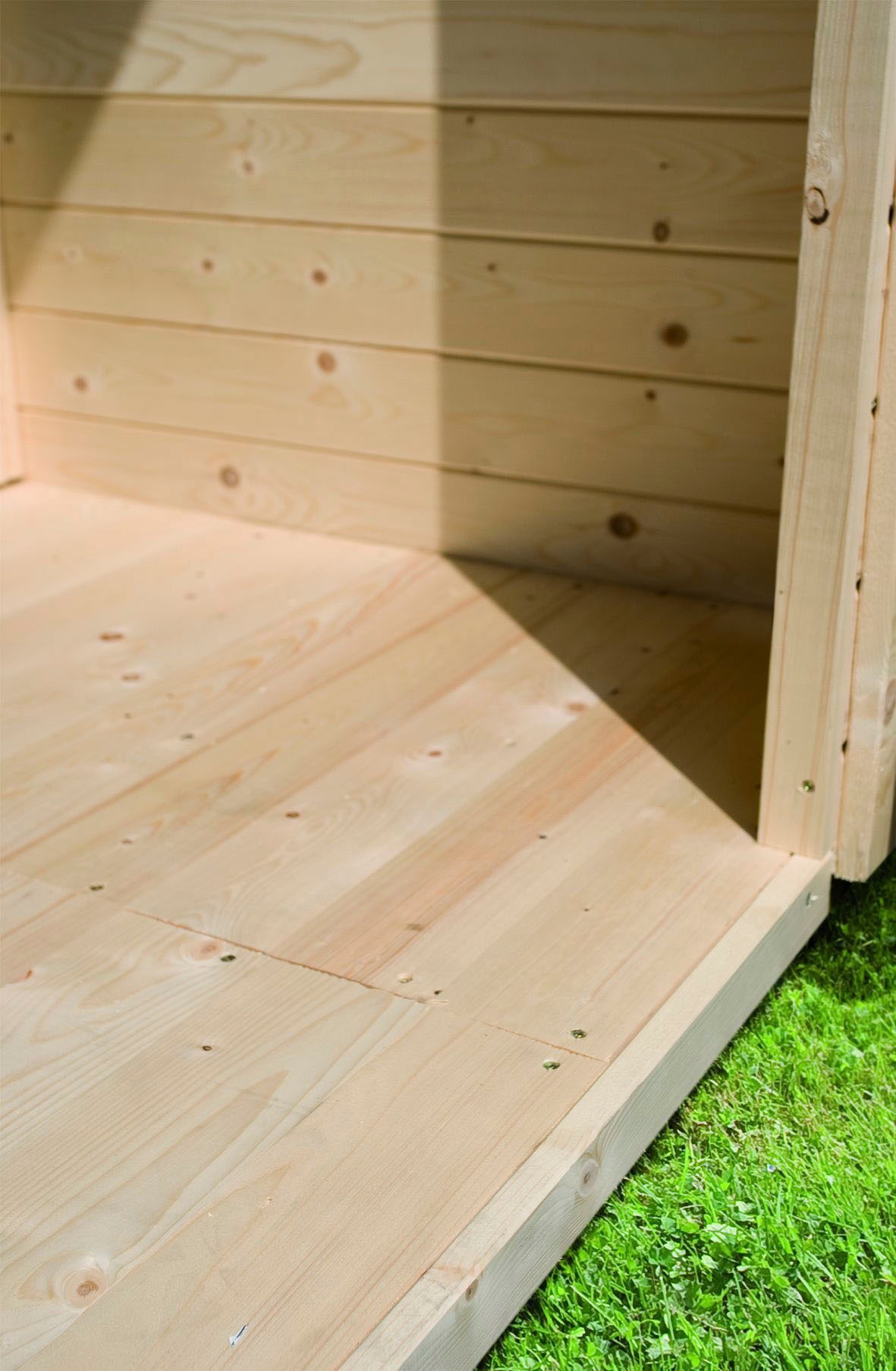 KONIFERA Saunahaus »Maiko 5 SET A«, terragrau, mit Ofen 9 kW Bio ext. Steuerung