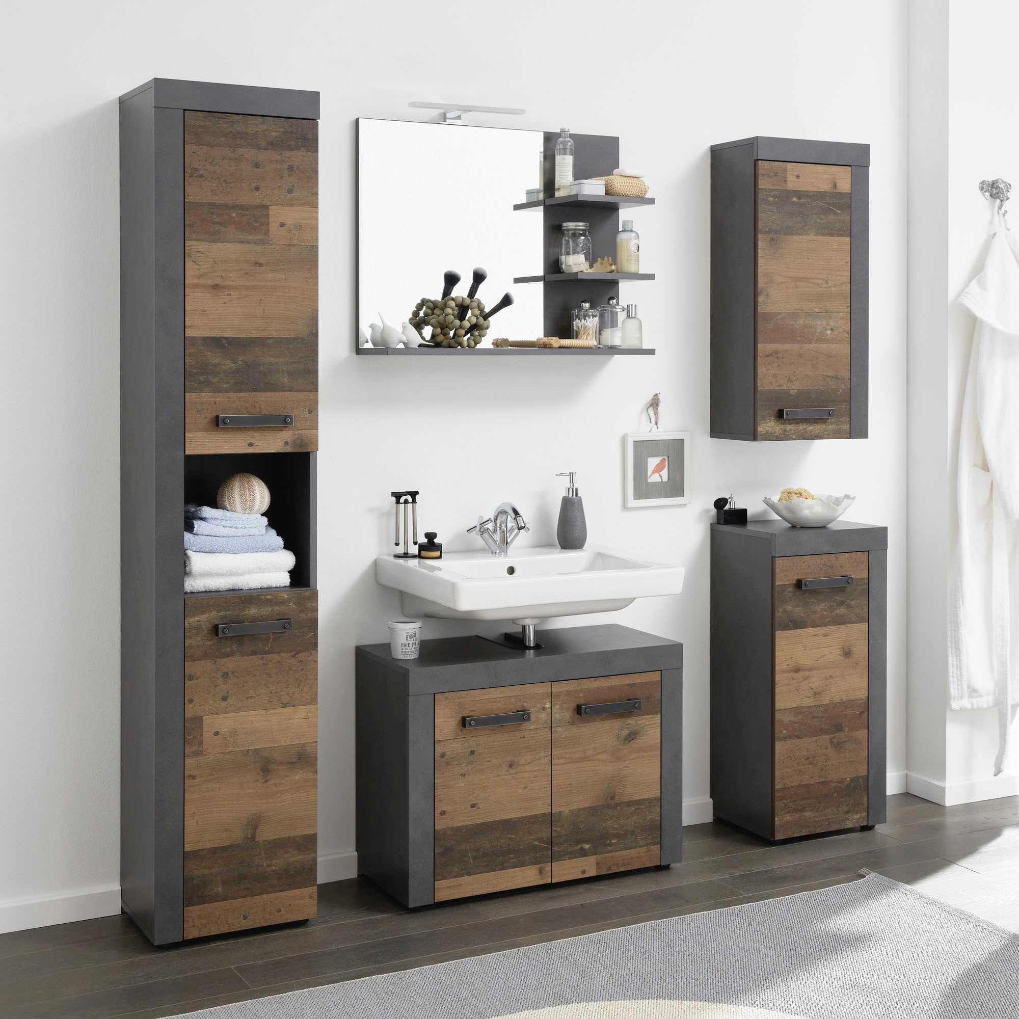 INOSIGN Unterschrank »Ilana« Badschrank im modernen Industrial Style - Maße (B/T/H) 36/31/81 cm