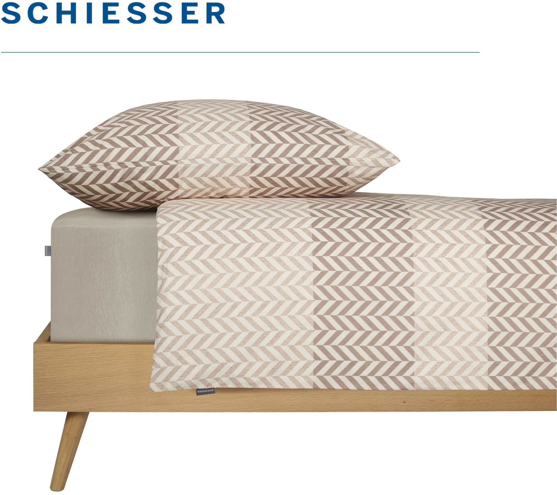 Schiesser Bettwäsche »Maribel aus weicher Baumwolle mit unaufgeregtem Fischgrätmuster« 2 Stk. OEKO-TEX® MADE IN GREEN