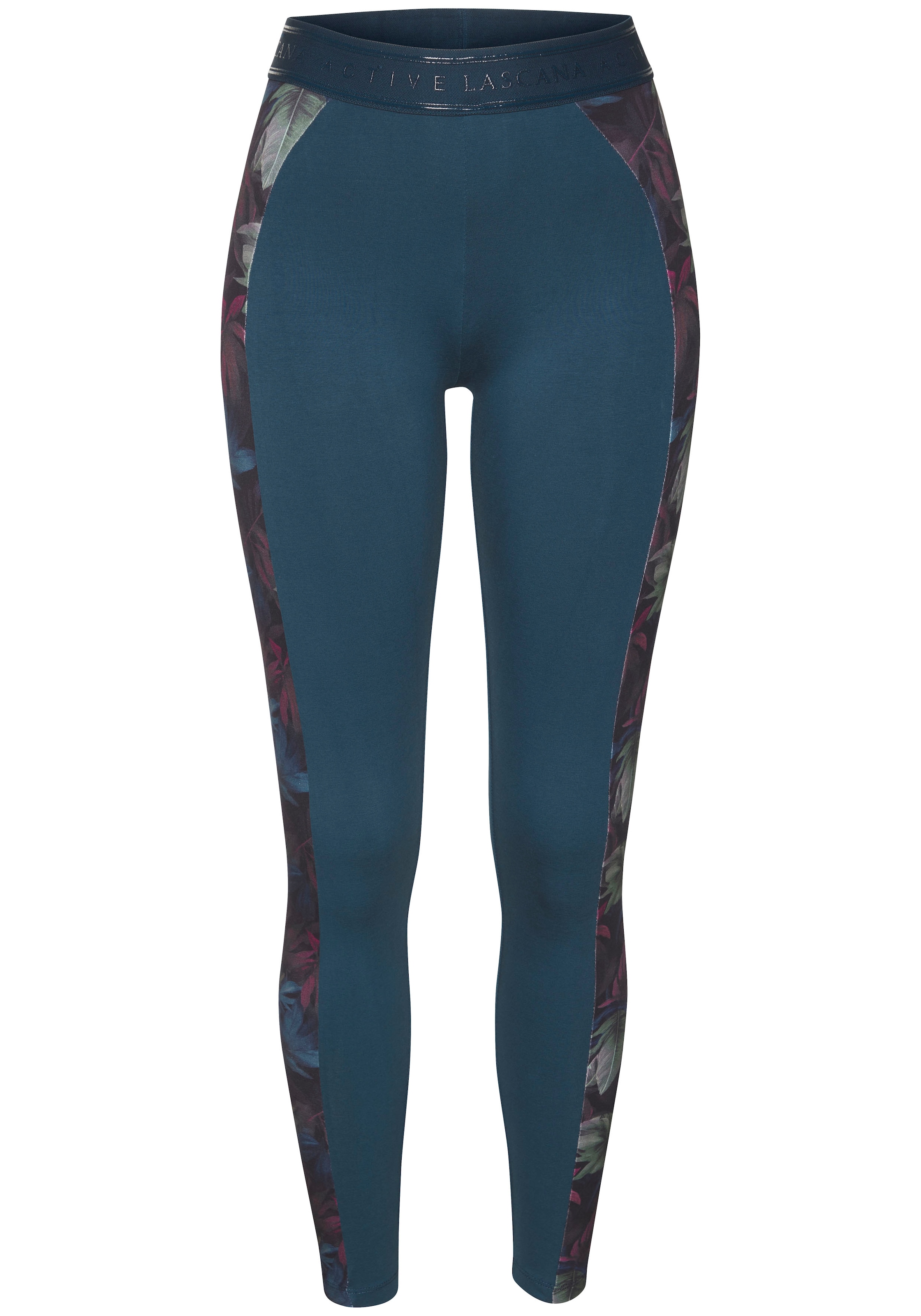 LASCANA ACTIVE Leggings, mit seitlichen floralen Einsätzen