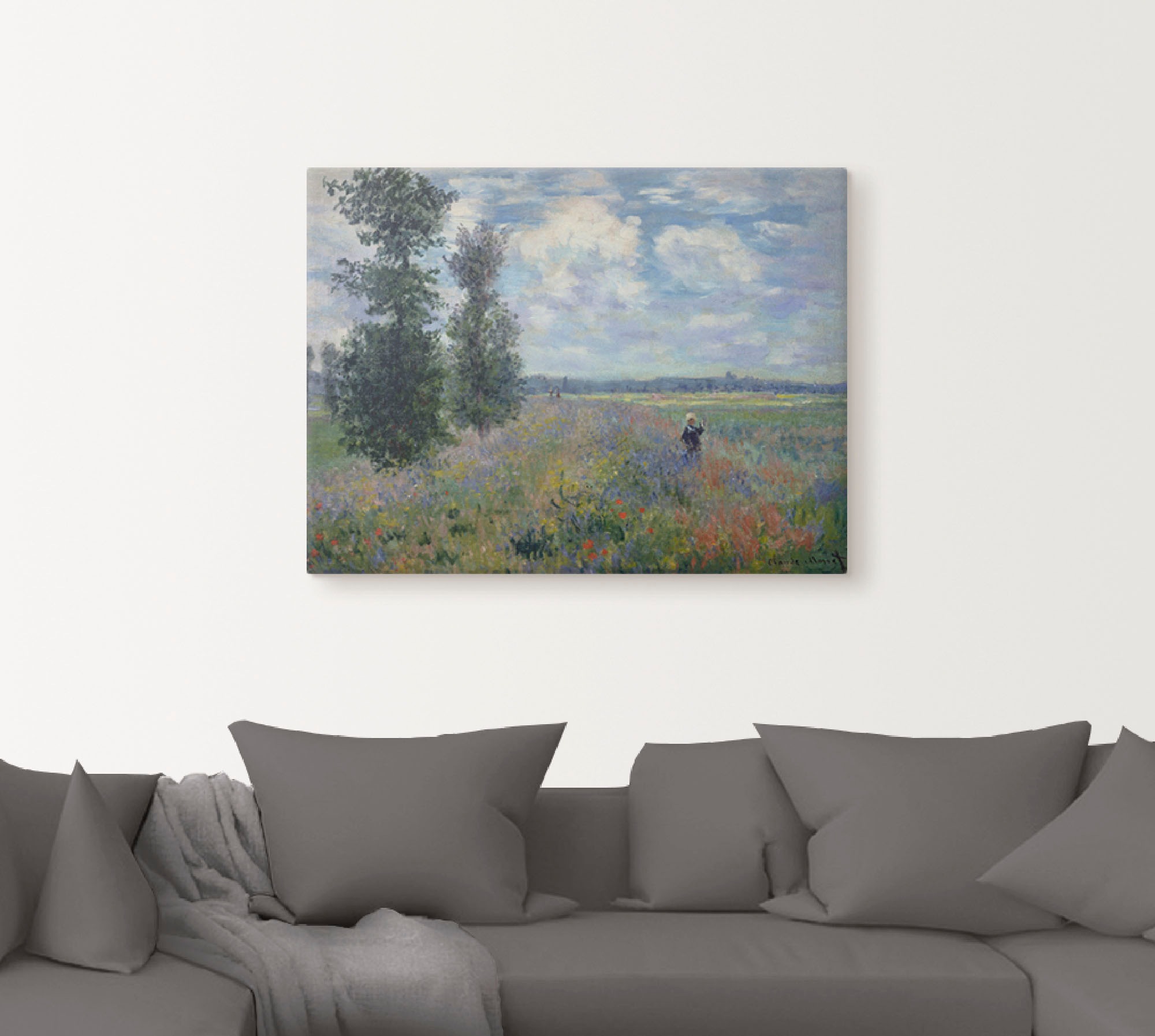 Thumbnail - Artland Leinwandbild "Les Coquelicots environs de Argenteuil", Blumenwiese, (1 St.), auf Keilrahmen gespannt