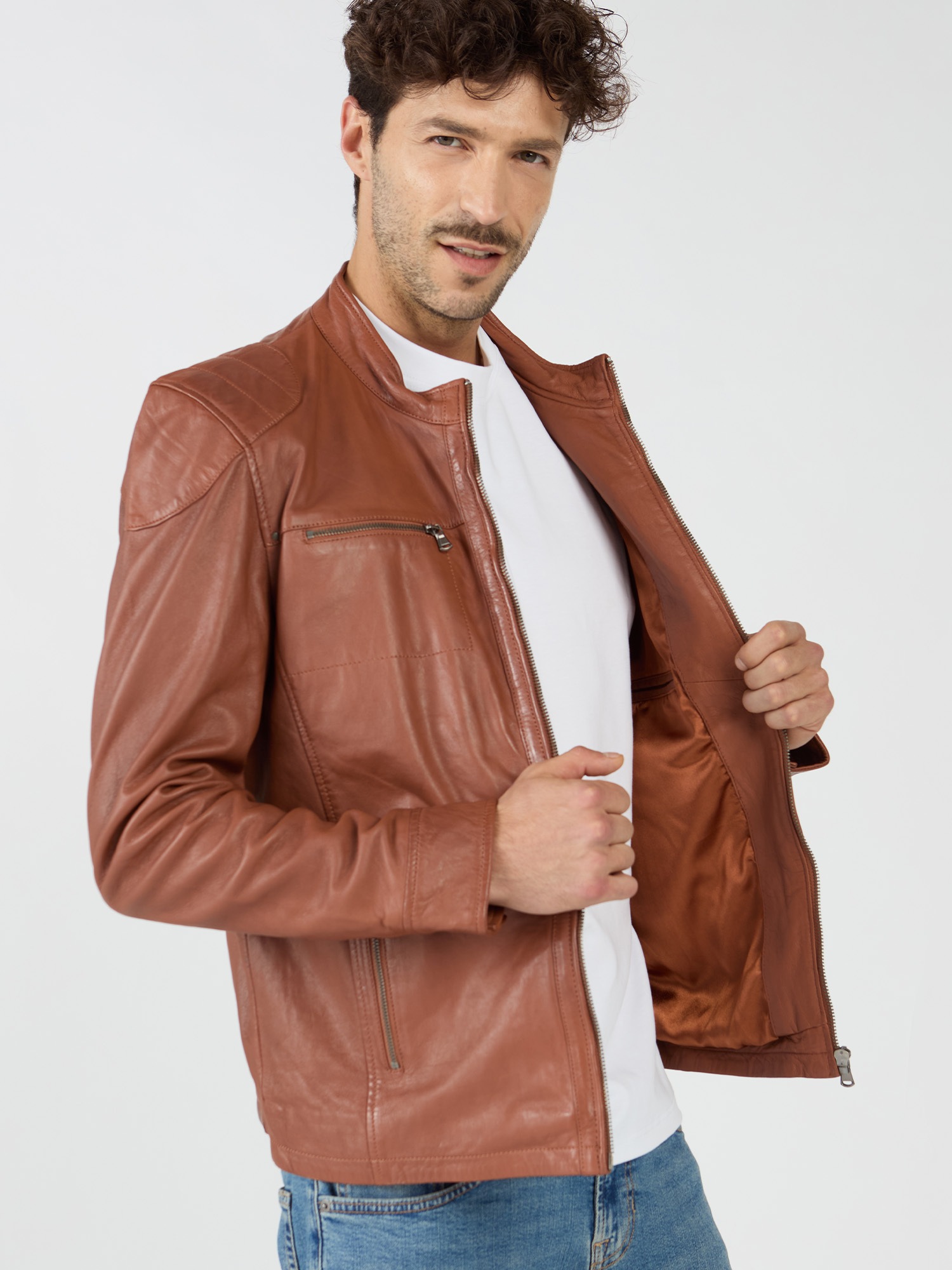 JCC 31020219Ecom Leather Jacket Cognac XXL 3