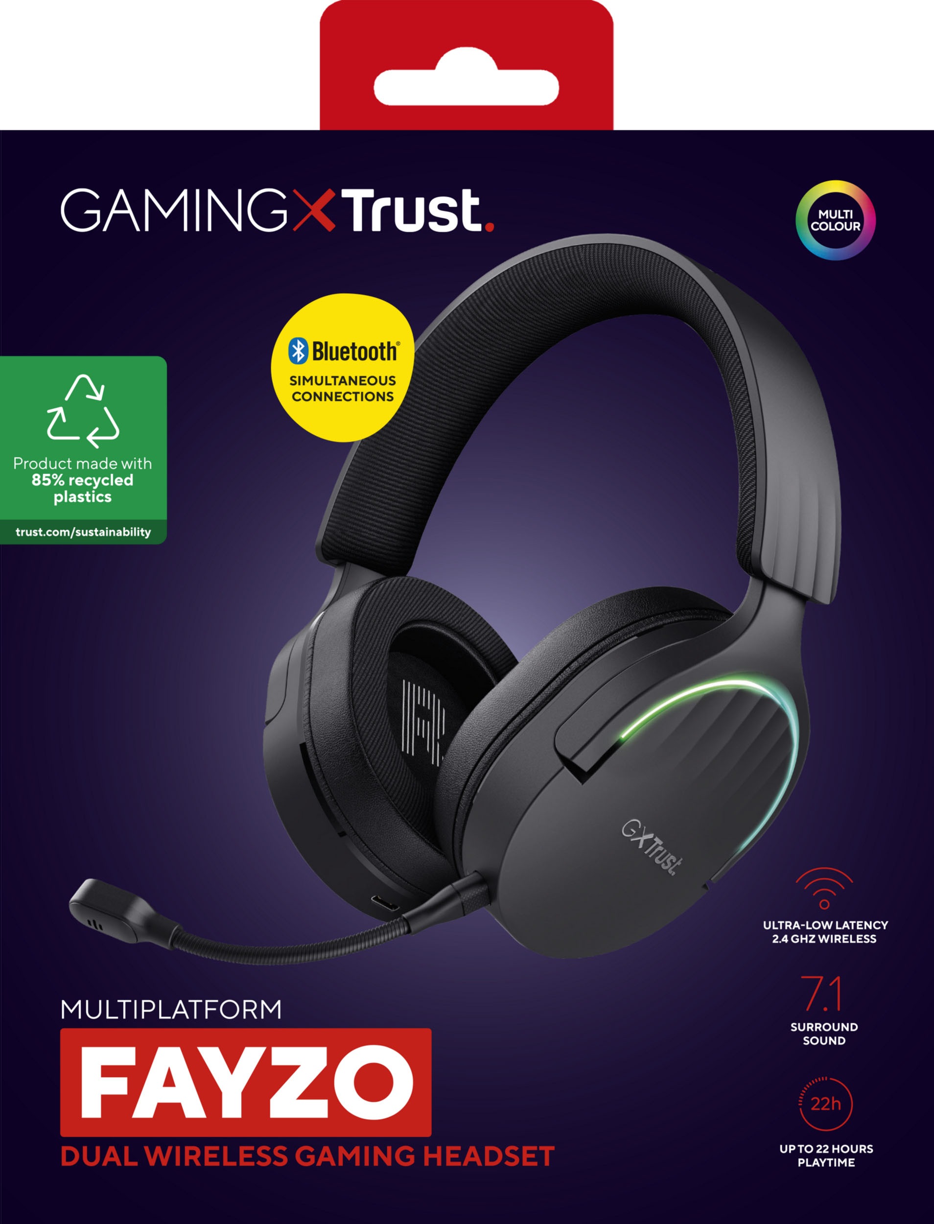 Trust Gaming-Headset »GXT491 Fayzo«, A2DP Bluetooth, Mikrofon abnehmbar-Noise-Cancelling