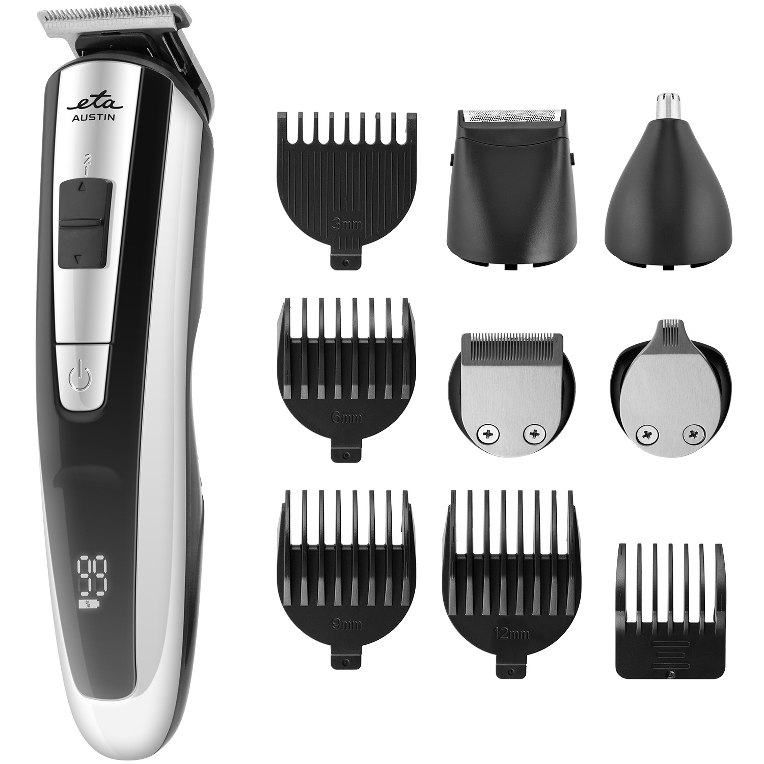 ETA Haarschneider "ETA834590000"schwarz, B:4cm H:18cm T:5cm, Haarschneider, Schnelle Aufladung, 5 in 1, fast 2m Kabel, Titan-Keramik-Klinge