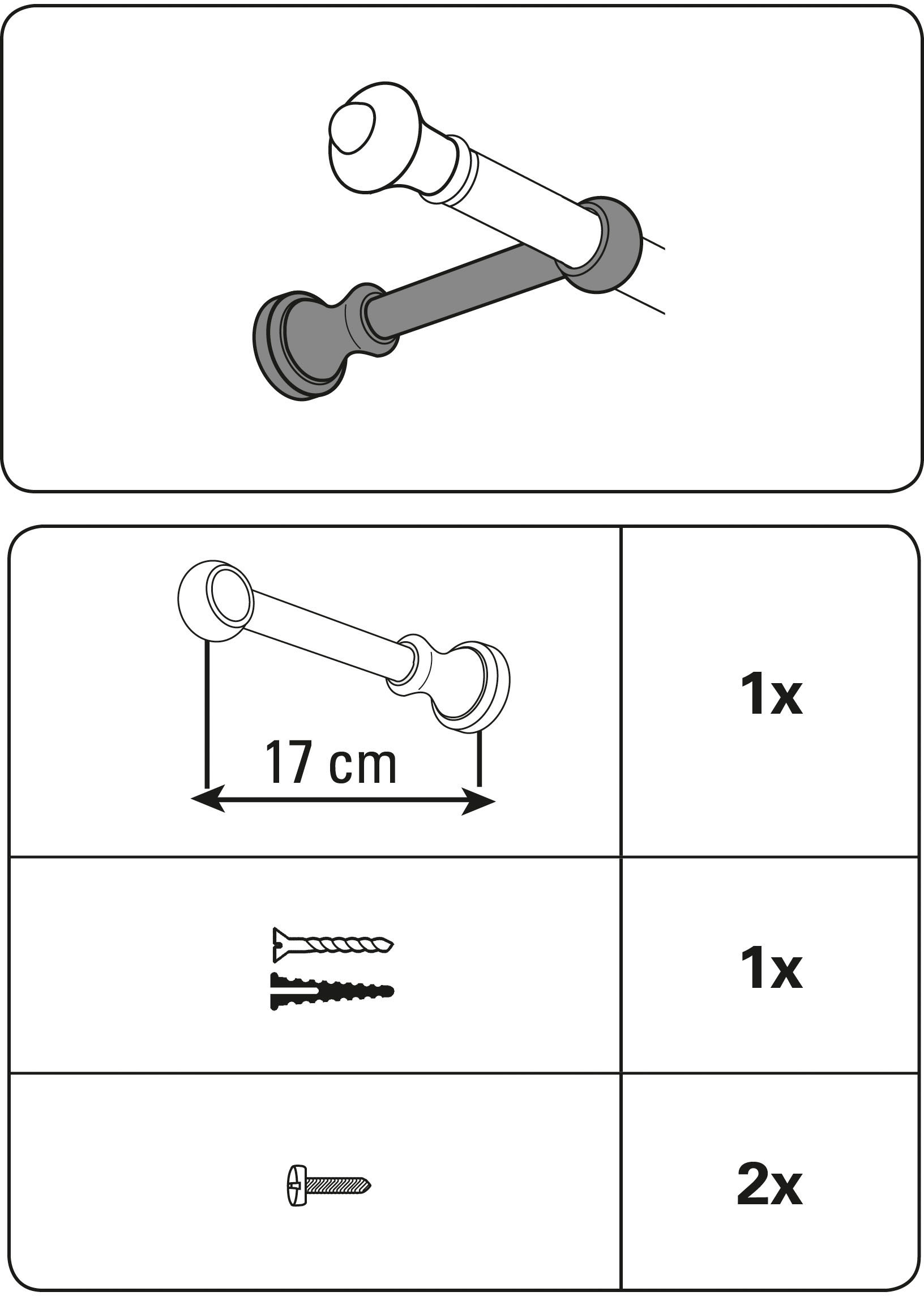 GARDINIA Gardinenstangenhalter »Träger geschlossen für Ø 28 mm«, (1 St.), Serie Gardinenstangen-Set Bifo Ø 28 mm