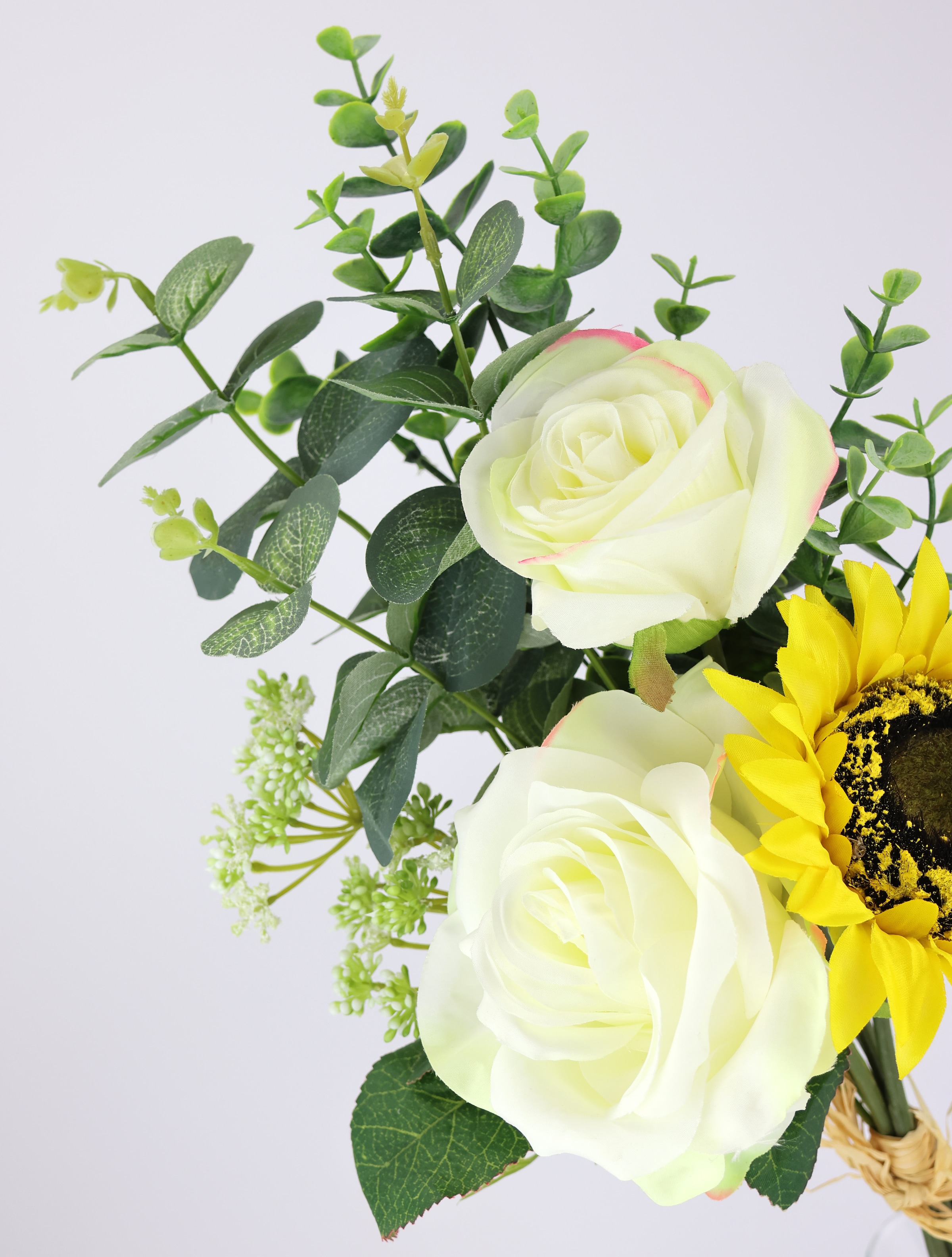 I.GE.A. Kunstblume »Bouquet Rosen/Sonnenblume«, Künstlicher Strauß Blume Blumenbouquet Blumenstrauß Rosenstrauß