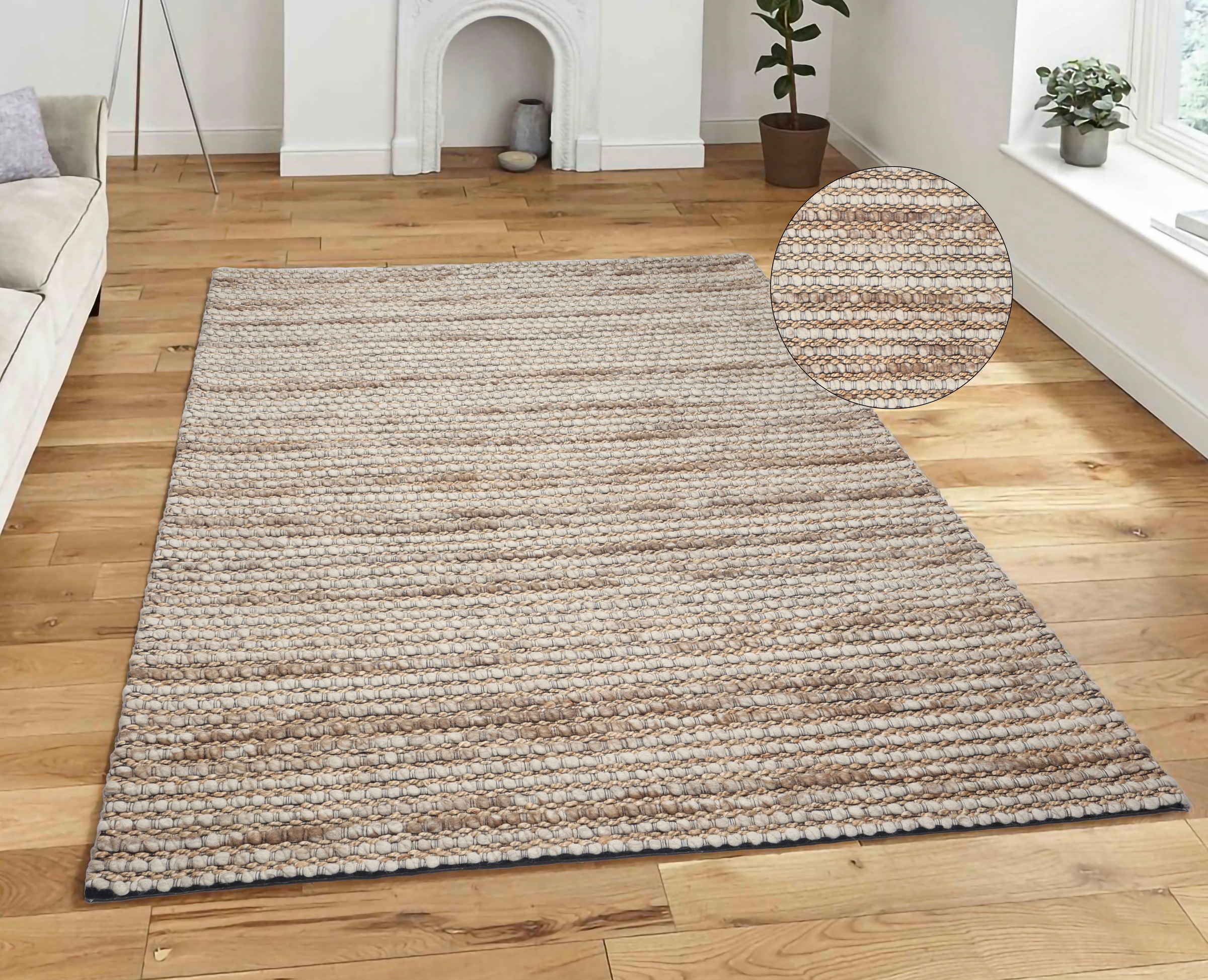 my home Wollteppich "Leevy, Wolle und Jute, handgewebt, Handweb Teppiche" r günstig online kaufen