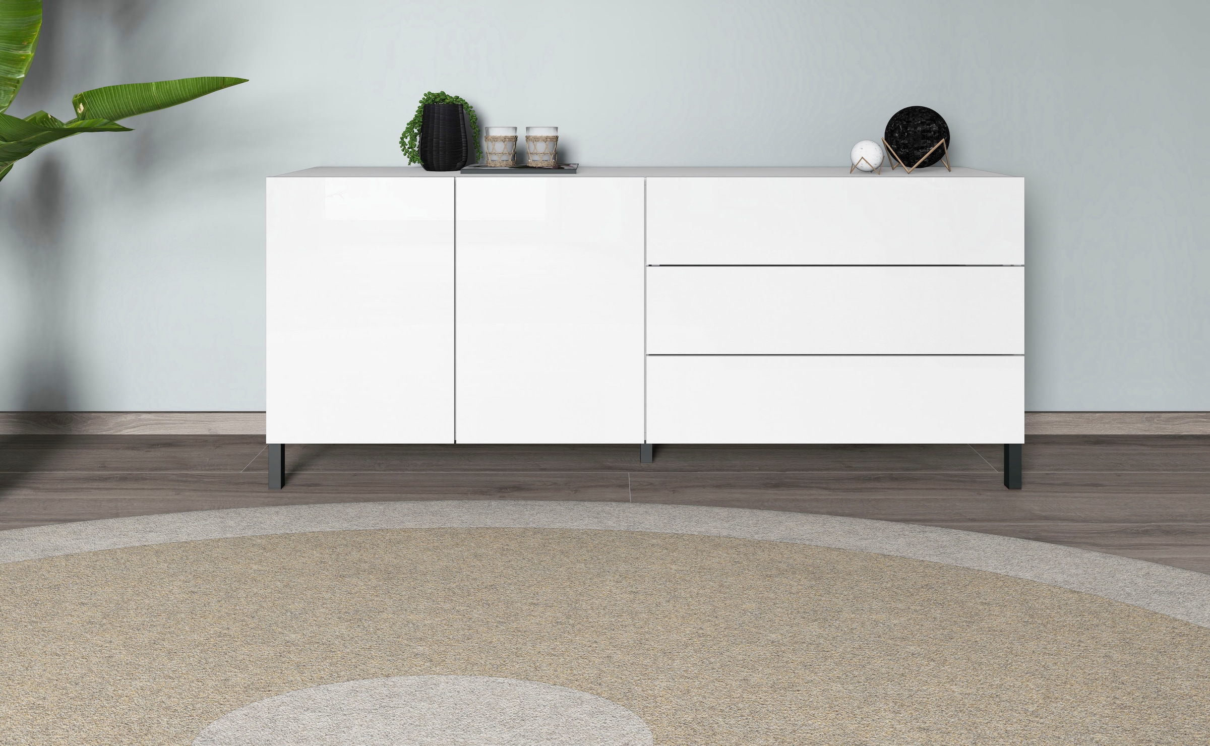 borchardt Möbel Sideboard "Sophia, Grifflos mit schwarzen Metallfüßen" günstig online kaufen