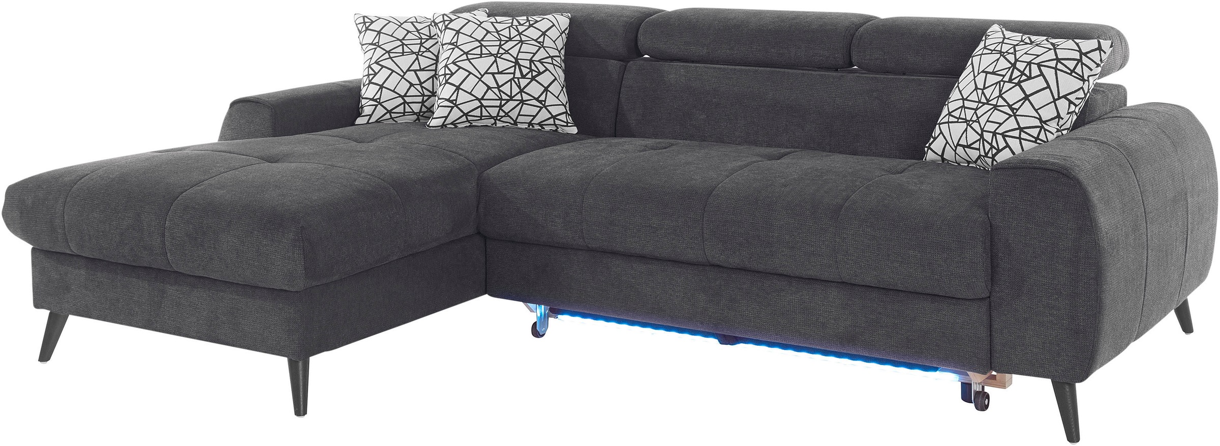 Thumbnail - COTTA Ecksofa "Mia L-Form mit 3 Zierkissen", wahlweise mit Bettfunktion, Bettkasten, Beleuchtung & Wireless-Charger