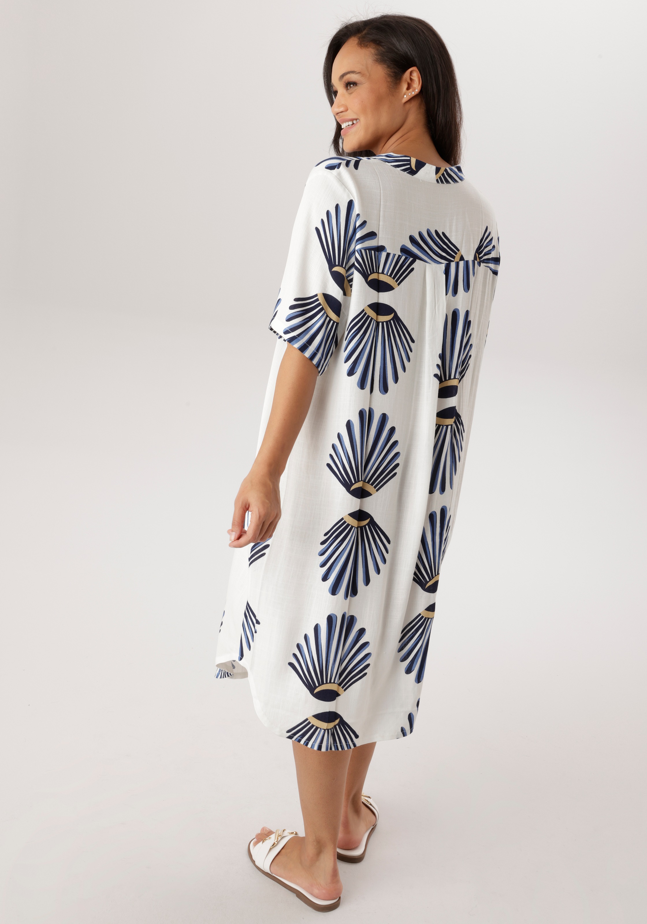 Thumbnail - Aniston PLUS Blusenkleid aus weich fallender Viskose in Leinenoptik - NEUE KOLLEKTION