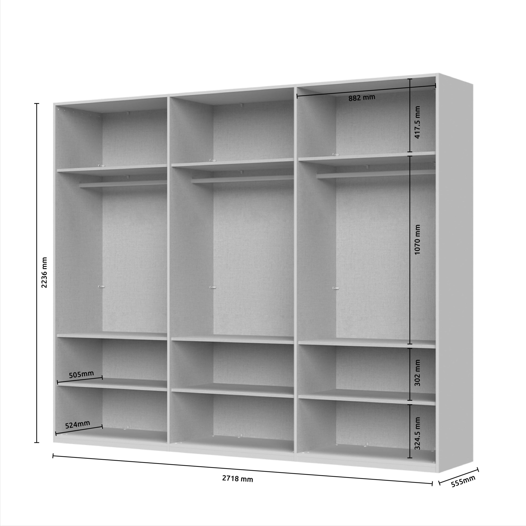 Places of Style Drehtürenschrank »Opera Parsol-Glastüren, LED-Innenbeleuchtung, mit und ohne Kranz«, Glastüren, UV-Lack, LED-Innenbeleuchtung, Soft-Close-Funktion