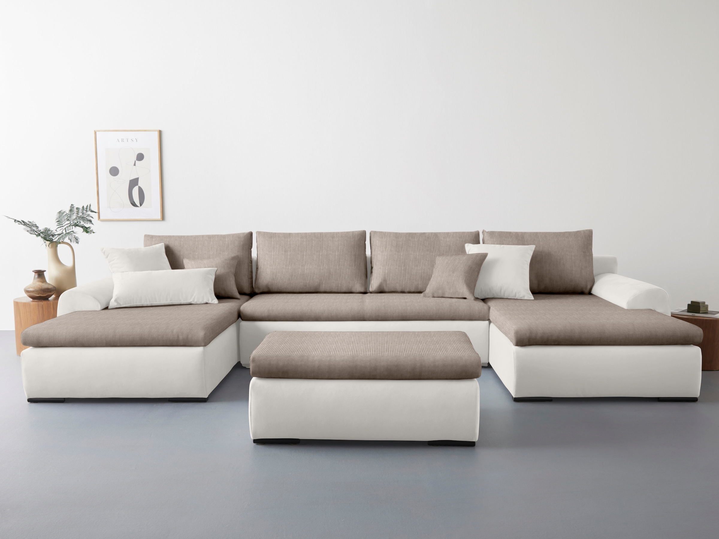 Home affaire Wohnlandschaft »Win U-Form«, wahlweise mit Bettfunktion und Bettkasten
