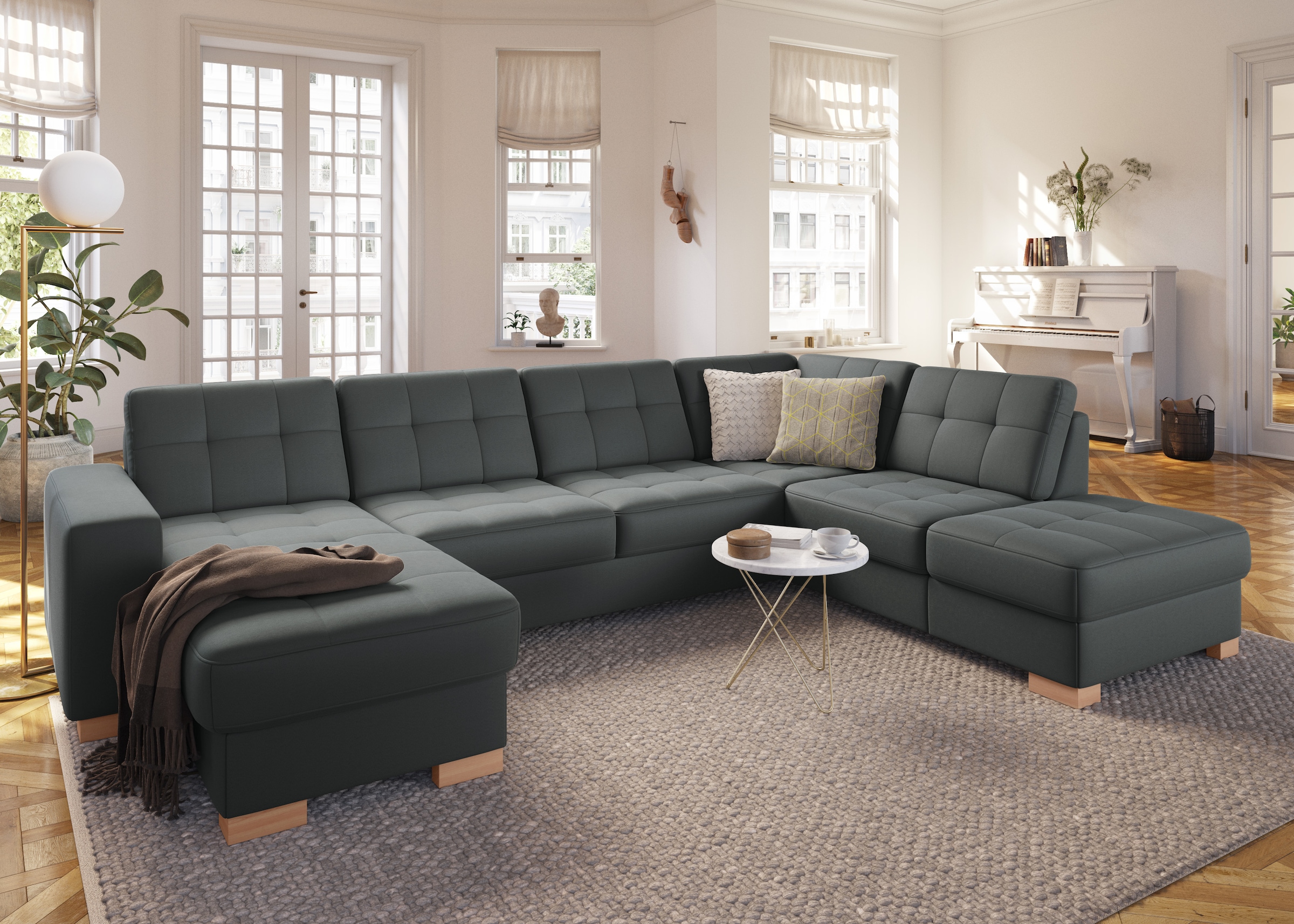 sit&more Wohnlandschaft "Quincy U-Form" wahlweise mit Schlaffunktion und Bettkasten
