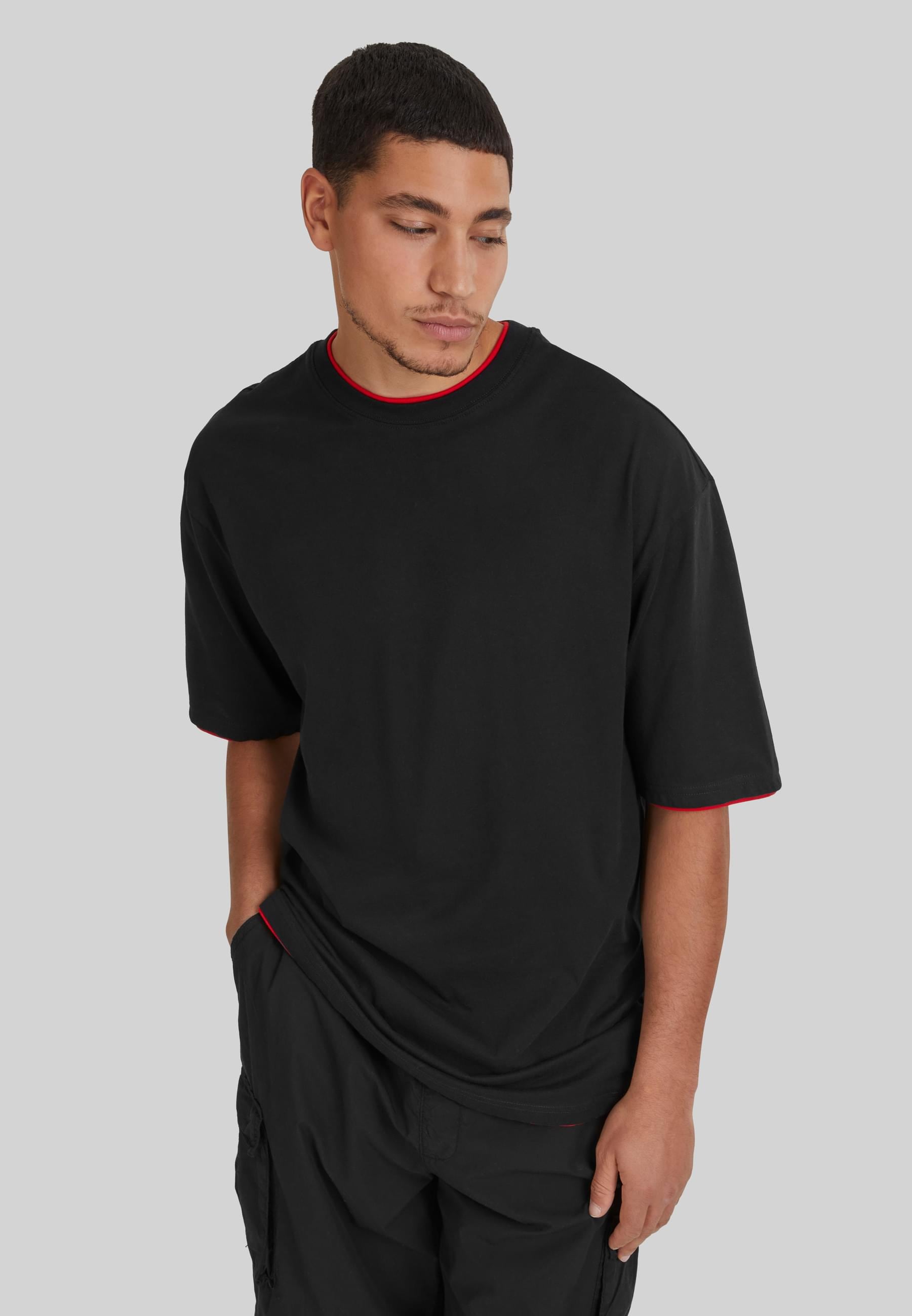 URBAN CLASSICS Kurzarmshirt »Urban Classics Herren Contrast Tall Tee«, (1 tlg.)