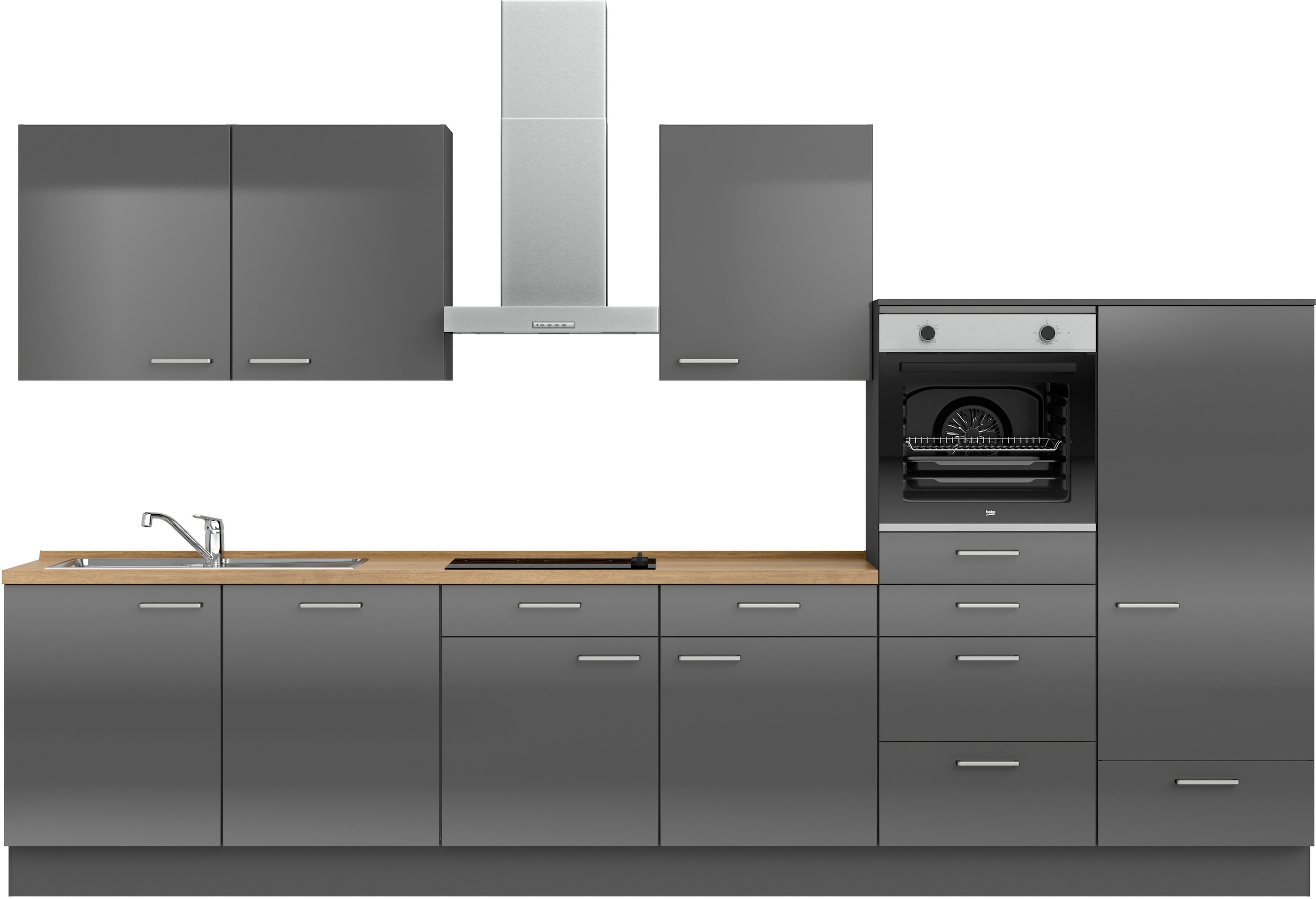 nobilia Küchenzeile ""Flash I", NEU: individuell anpassbar mit gratis Profi-Beratung" vormontiert, Breite 360 cm, Ausrichtung wählbar, wahlw. mit E-Geräten