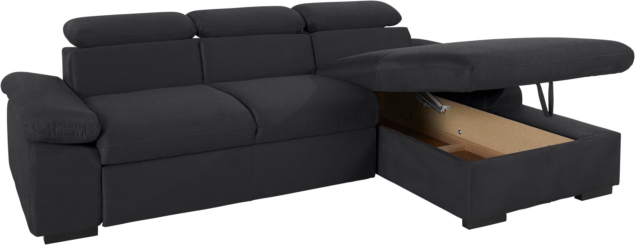 COTTA Ecksofa »Lola L-Form mit Kopfteilfunktion & Hocker«, (Set, mit Hocker), wahlweise mit Bettfunktion, Bettkasten & Armteilverstellung